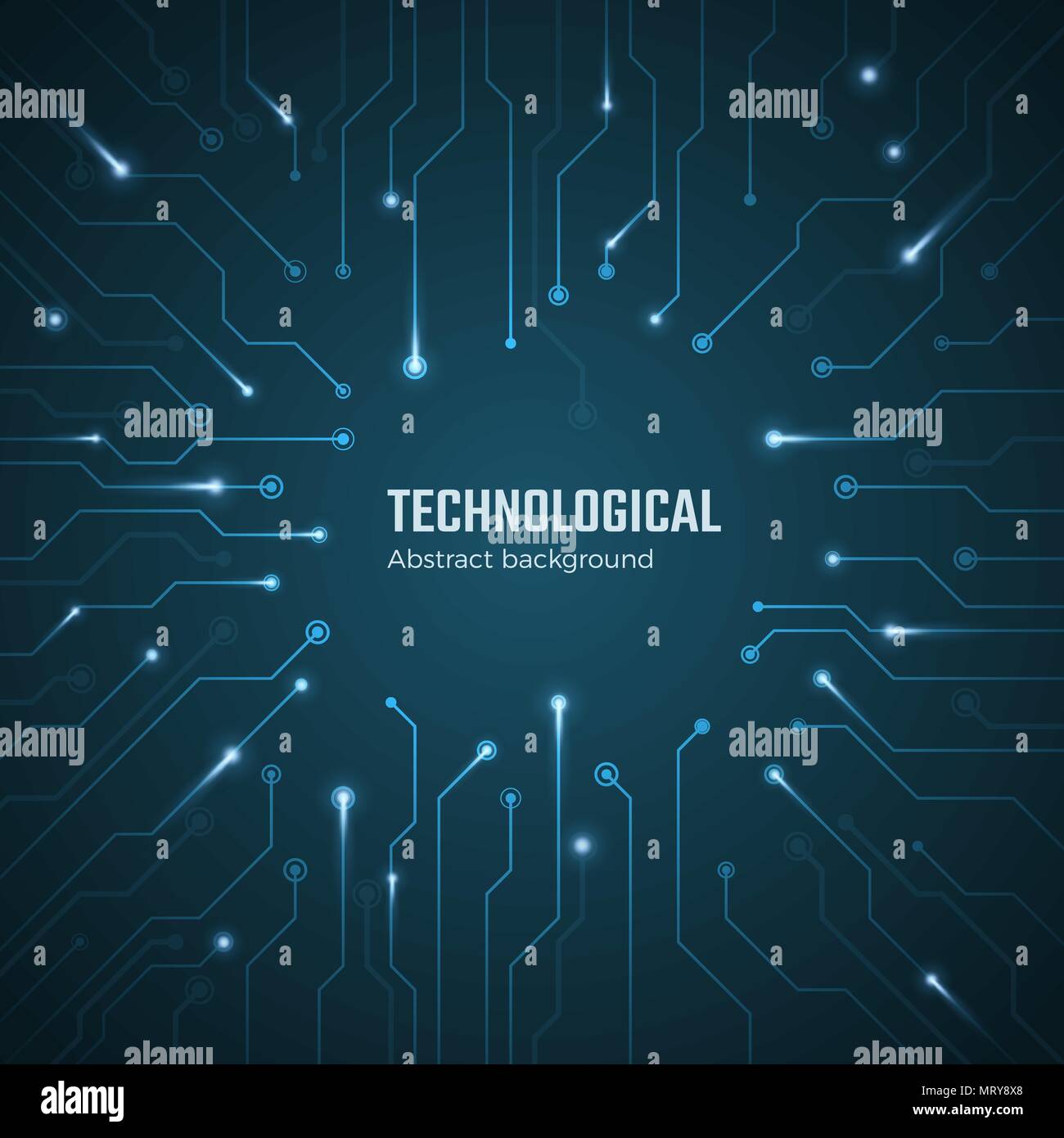 Technologischer Hintergrund. Blaue Platine Konzept. Stromkreis Regelung Textur. Die digitale Technologie Kulisse. Vector Illustration Stock Vektor