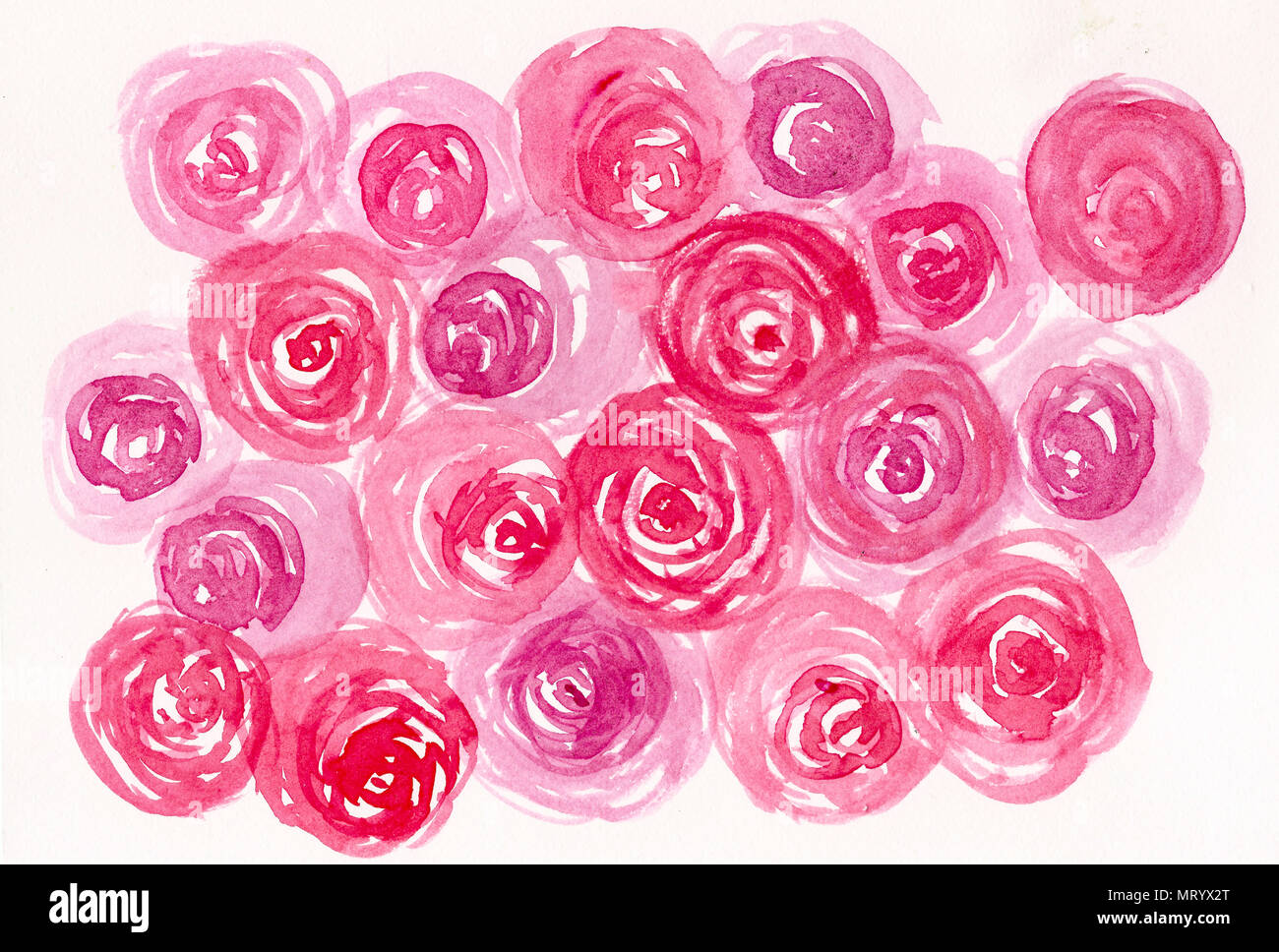 Hand gezeichnet Aquarell rose Hintergrund Stockfoto