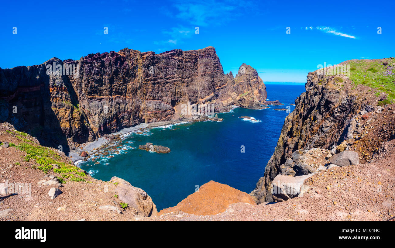 Luftaufnahme des Naturreservats Ponta de São Lourenço, Insel Madeira, in Portugal - Europa Stockfoto
