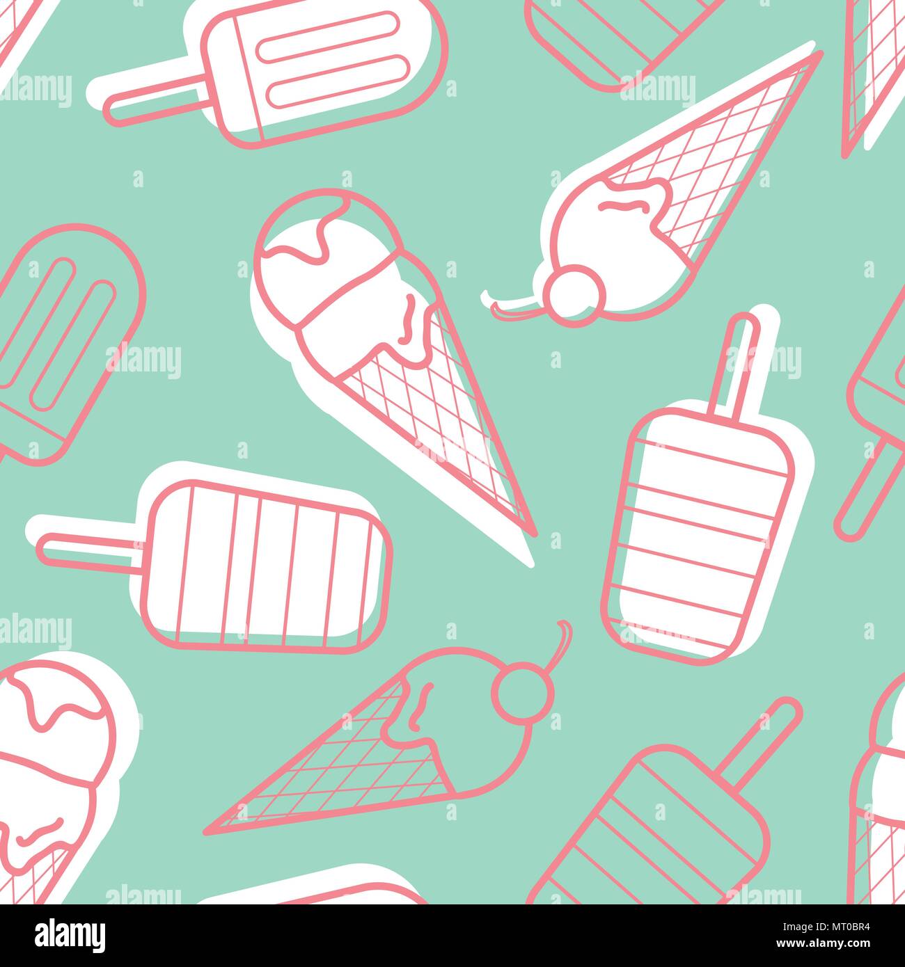 Rote Umrahmung Eis mit weißen Ebene auf blauem Hintergrund. Nahtlose Muster Hintergrund Design für Sommersaison oder Eis in Vector Illustration. Stock Vektor