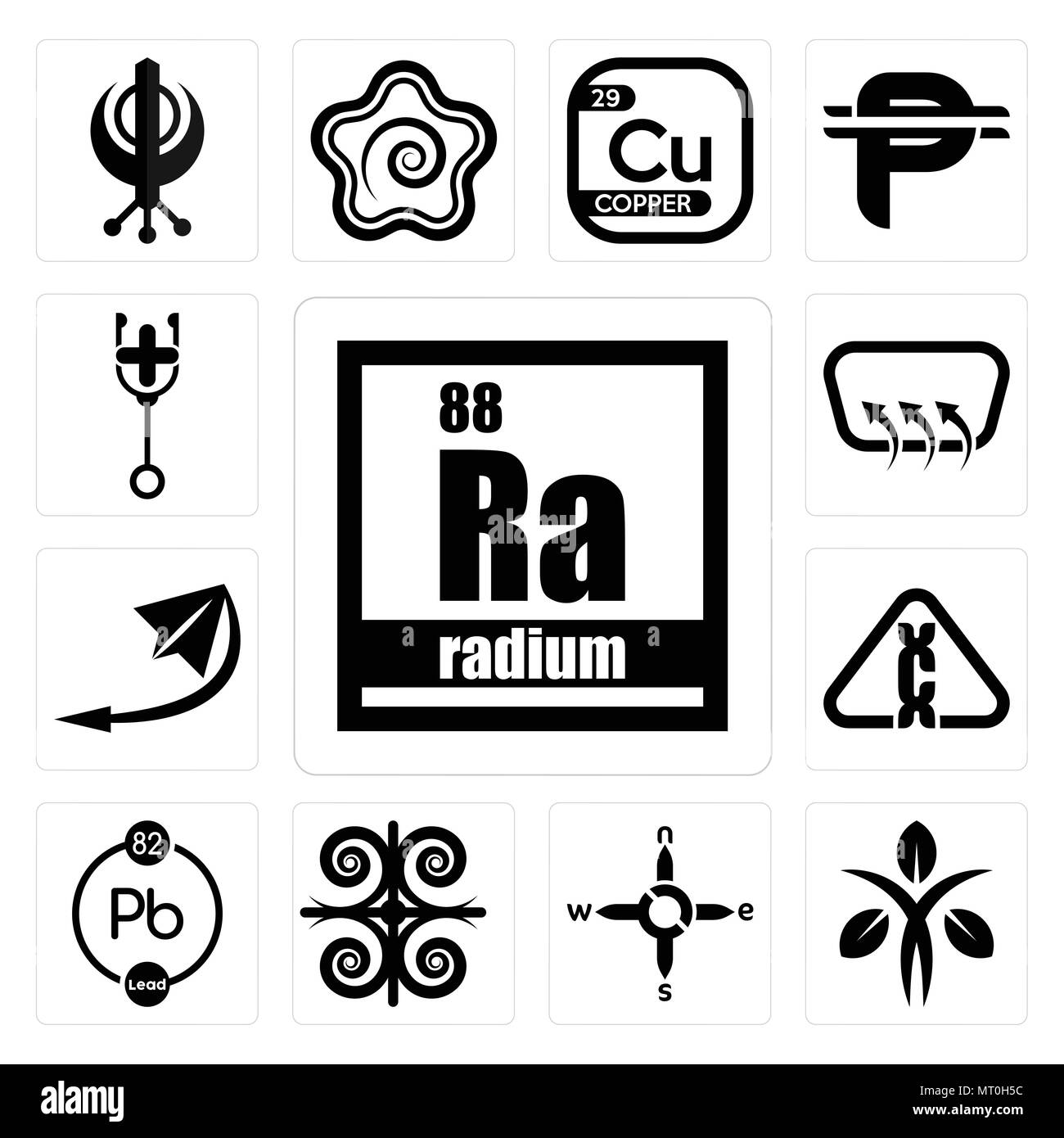Satz von 13 Einfache editierbare Ikonen wie Radium, Diätassistentin, n s e w,, chemischen Karzinogen, Telegramm, Heckscheibenheizung, Arzt für mobile verwendet werden können, Web-UI Stock Vektor