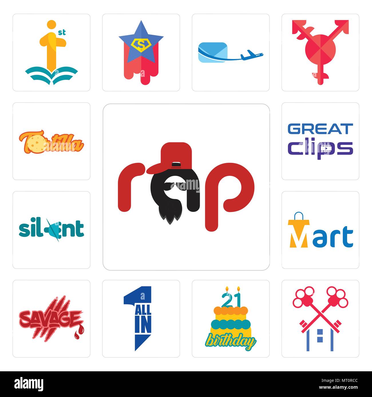 Satz Von 13 Einfache Editierbare Ikonen Wie Rap 21 Geburtstag Alles In Einem Savage Mart Stille Tolle Clips Tortilla Kann Fur Mobile Verwendet Werden Die Web Ui Stock Vektorgrafik Alamy