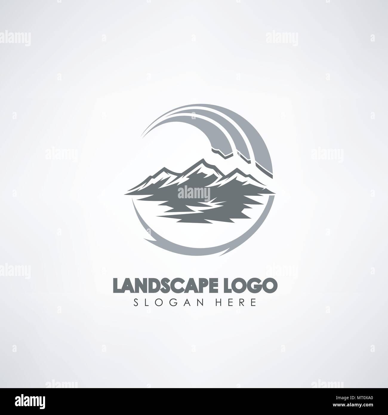 Landschaftskonzept logo Vorlage mit Berg-Symbol. Etikettenvorlage für Firma, Sport, Reisen, und andere. Vector Illustration Stock Vektor