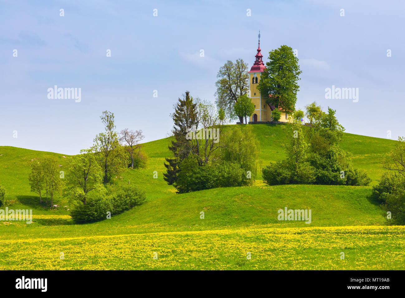 Kirche St. Thomas in Gorenji Vrsnik, Idrija, Slowenien Stockfoto