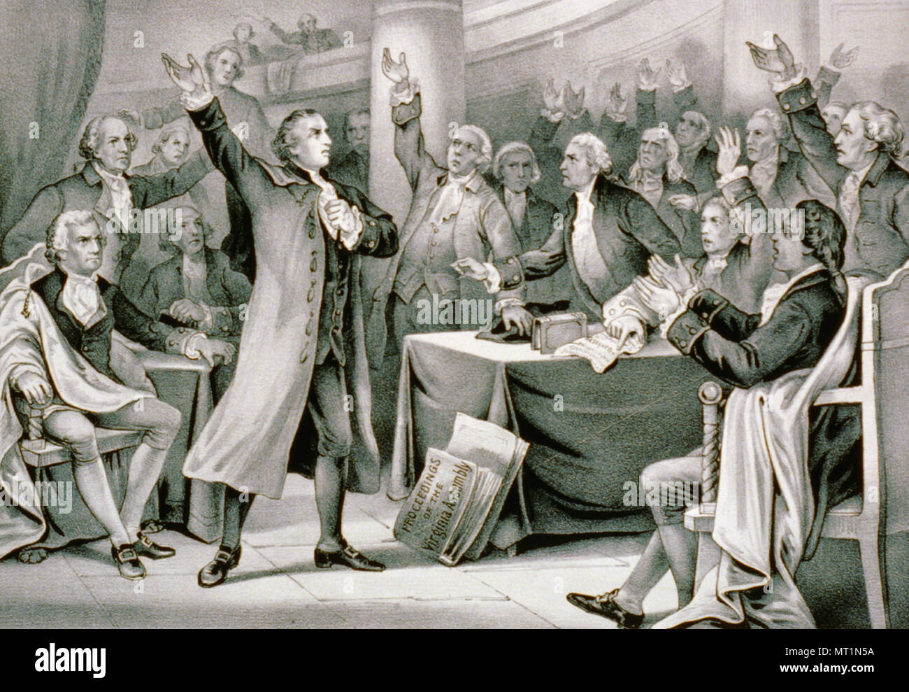 Patrick Henry (1736-1799), amerikanischer Rechtsanwalt, Pflanzmaschine und Redner für seine Erklärung bekannt: "mir Freiheit geben, oder mir den Tod!' Stockfoto