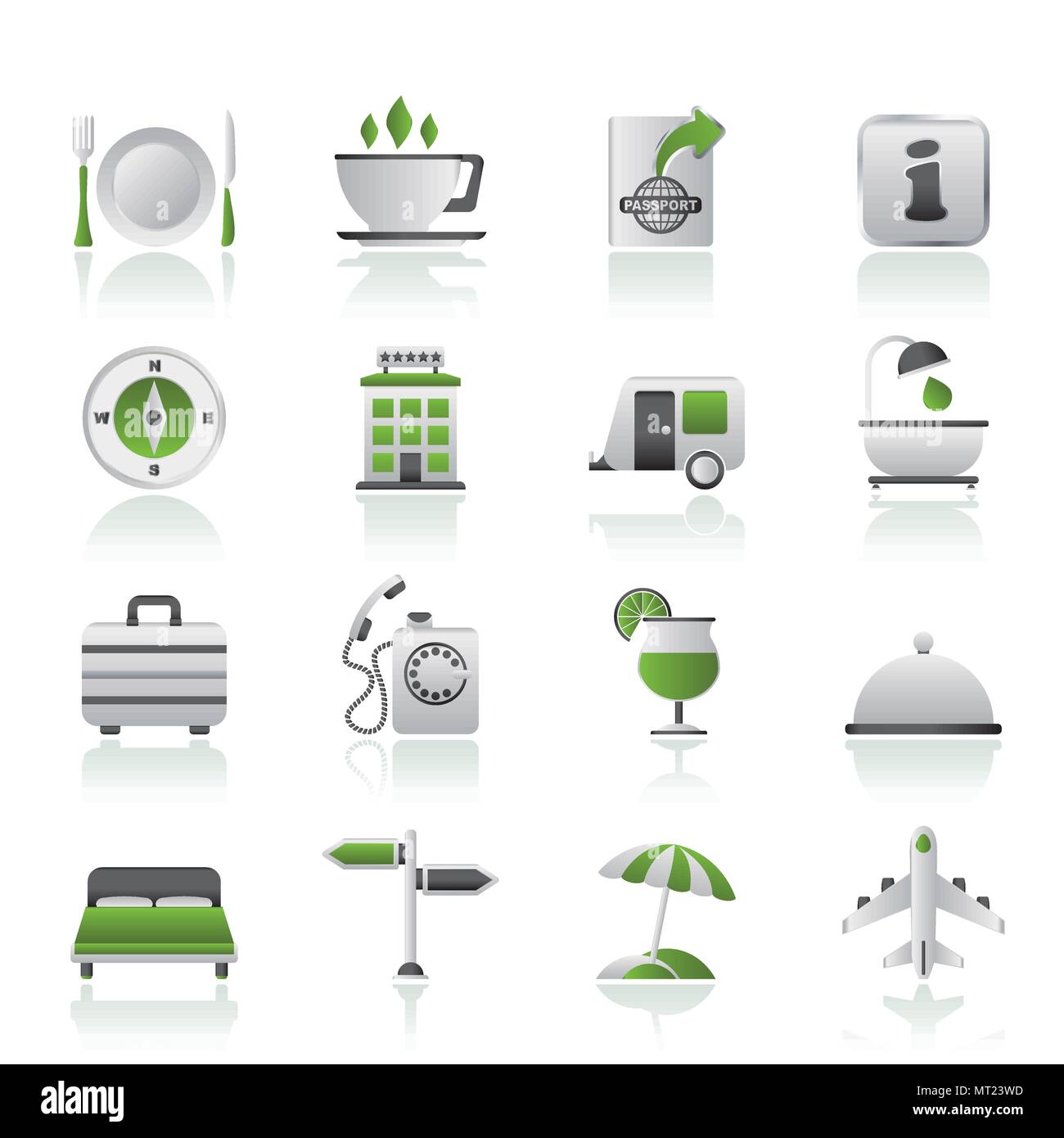 Reisen und Urlaub Symbole - Vektor Icon Set Stock Vektor