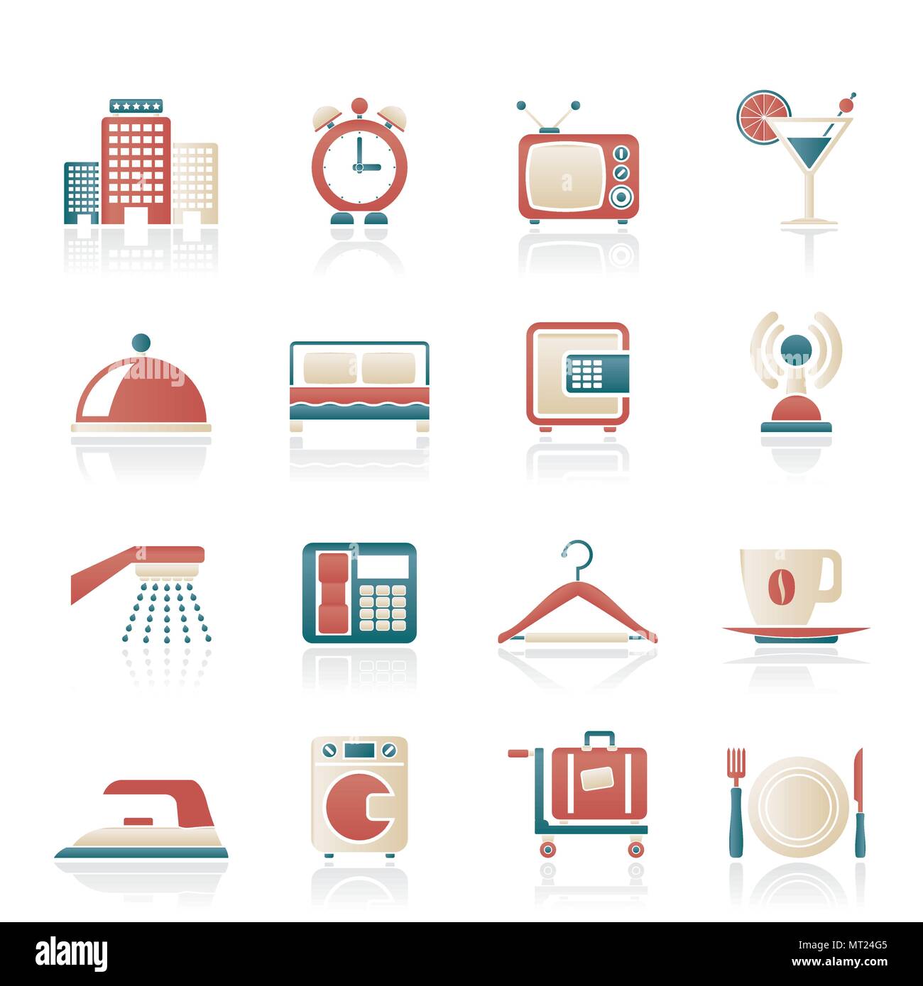 Hotel, Motel und Reisen Symbole - Vektor Icon Set Stock Vektor