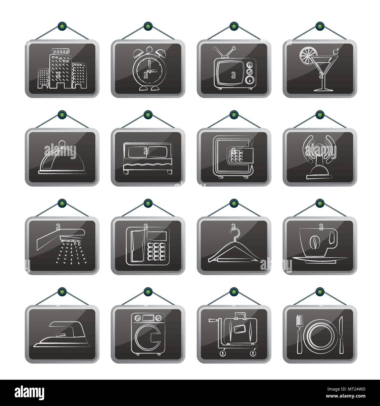 Hotel, Motel und Reisen Symbole - Vektor Icon Set Stock Vektor