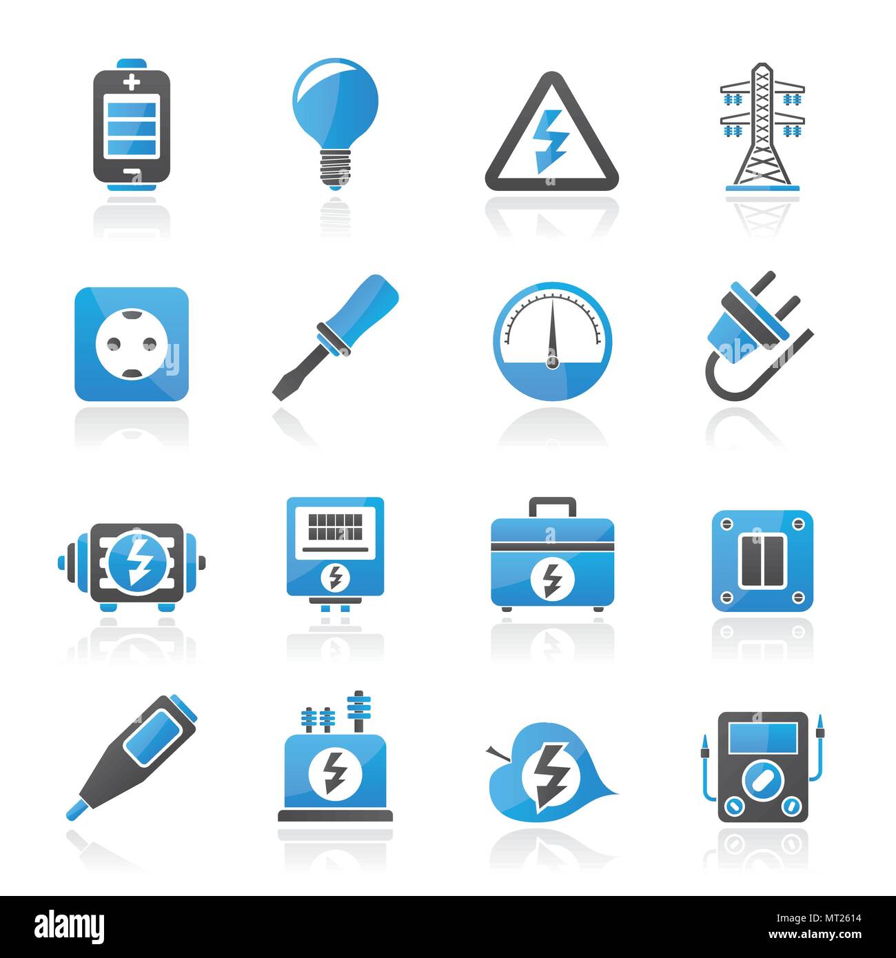 Strom Leistung Und Energie Symbole Vektor Icon Set Stock