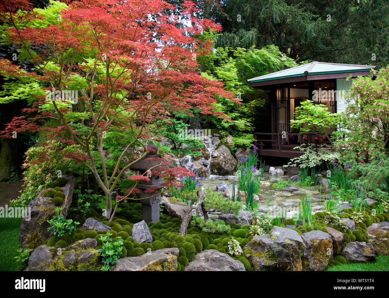 O-Mo-te-na-NO NIWA, der Gastfreundschaft Garten von Kazuyuki Ishihara, Handwerker, Garten, Chelsea Flower Show 2018 Shi Stockfoto