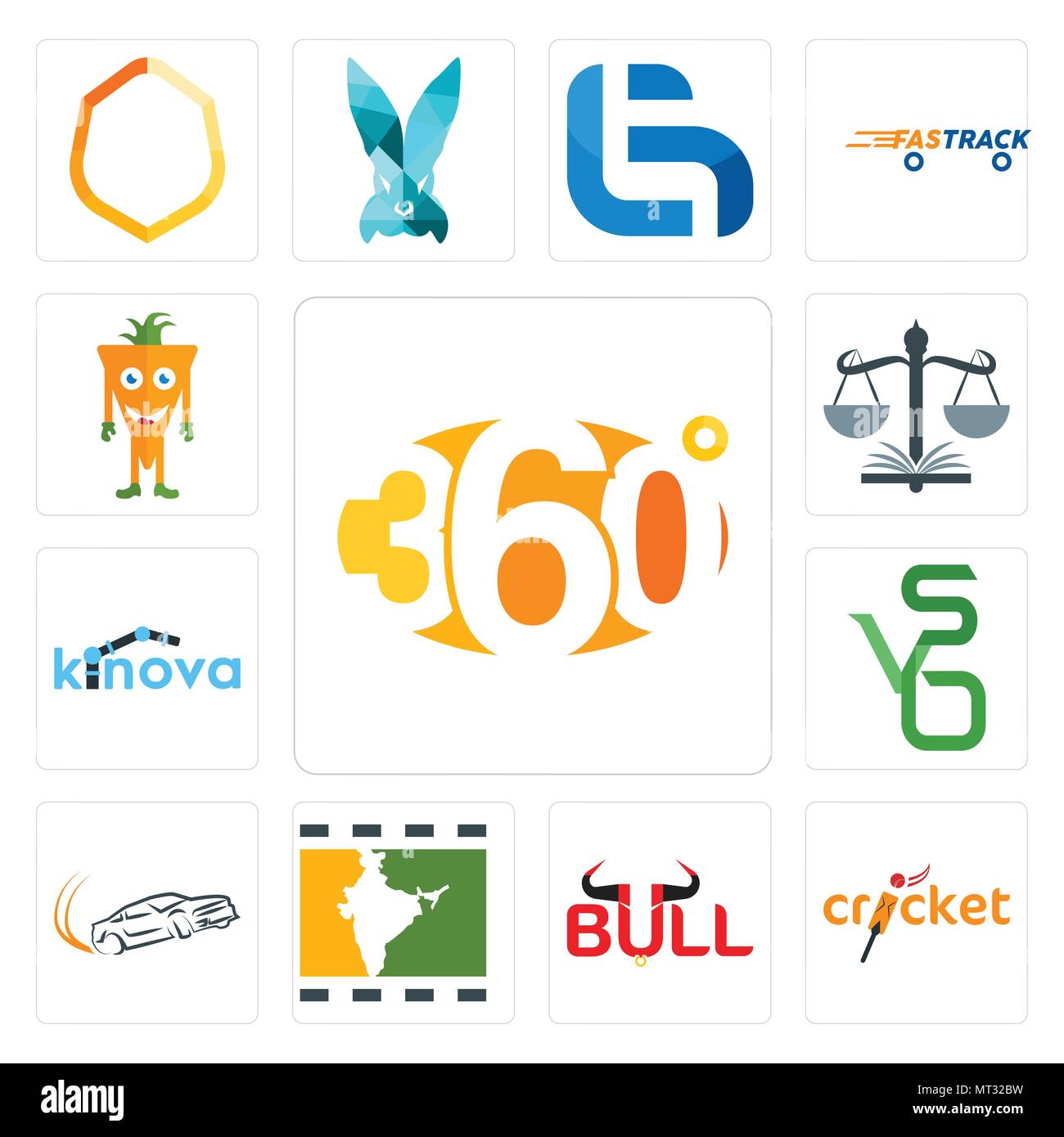 Satz von 13 Einfache editierbare Ikonen wie 360 Grad, Kricket, Bull, Bollywood, Drift, Bvs, kinova, naacp, Maskottchen für mobile verwendet werden, die Web-UI Stock Vektor
