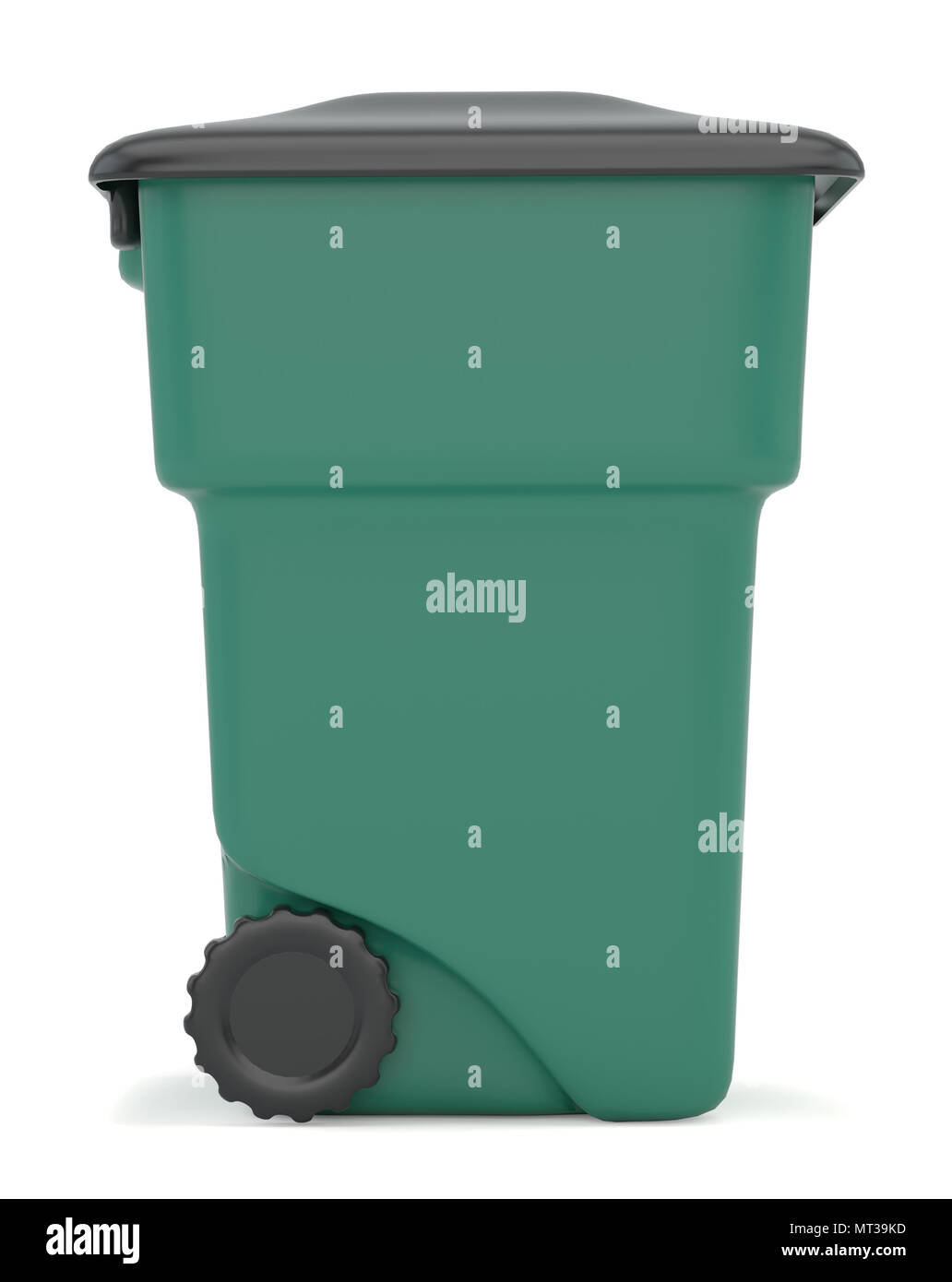 Grün geschlossenen Behälter für Müll auf weißem Hintergrund. 3D-Rendering Stockfoto