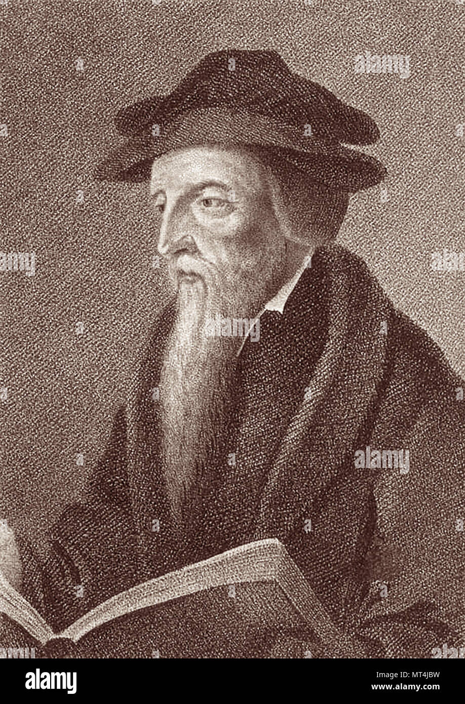 Johannes Calvin (1509 - 1564) war ein französischer evangelischer Theologe, Pfarrer und Reformator in Genf in der Schweiz während der protestantischen Reformation. Seine Sicht der christlichen Theologie, später als Calvinismus bekannt geworden. Stockfoto