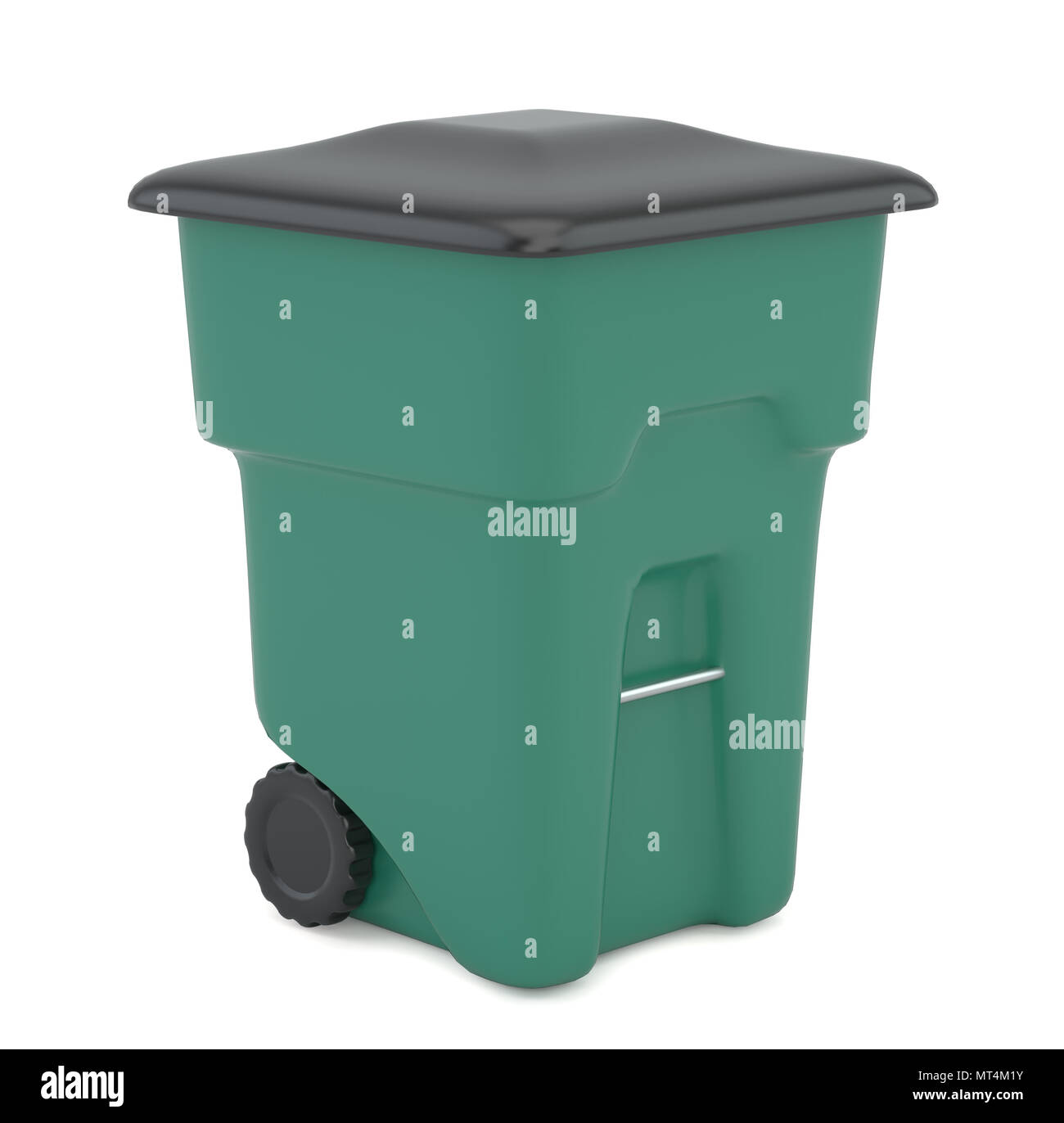 Grüne Abfallbehälter. Recycling Müll Konzept. 3D-Rendering. Stockfoto