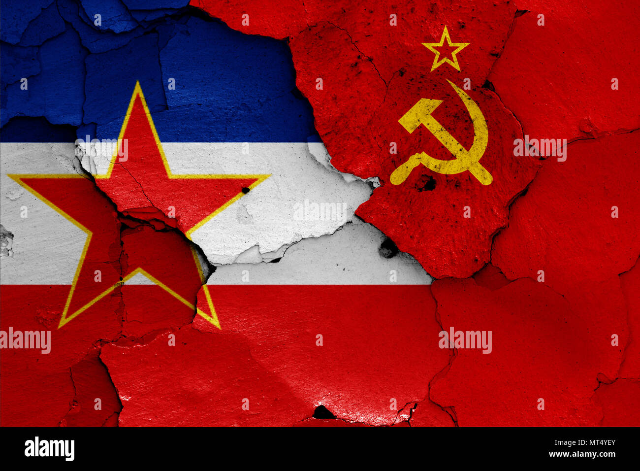 Flaggen von Jugoslawien und Sowjetunion Stockfoto