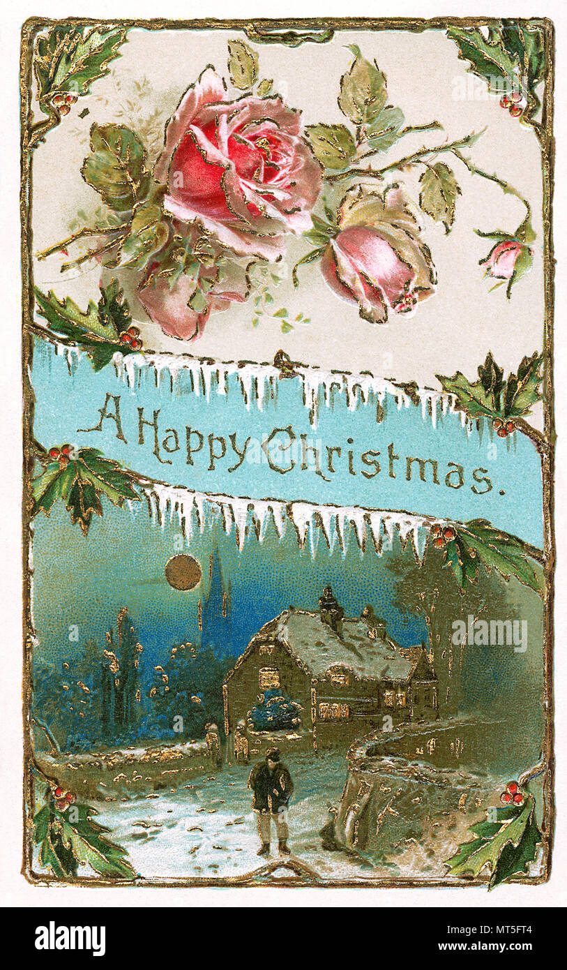 Vintage weihnachten Postkarte. Stockfoto