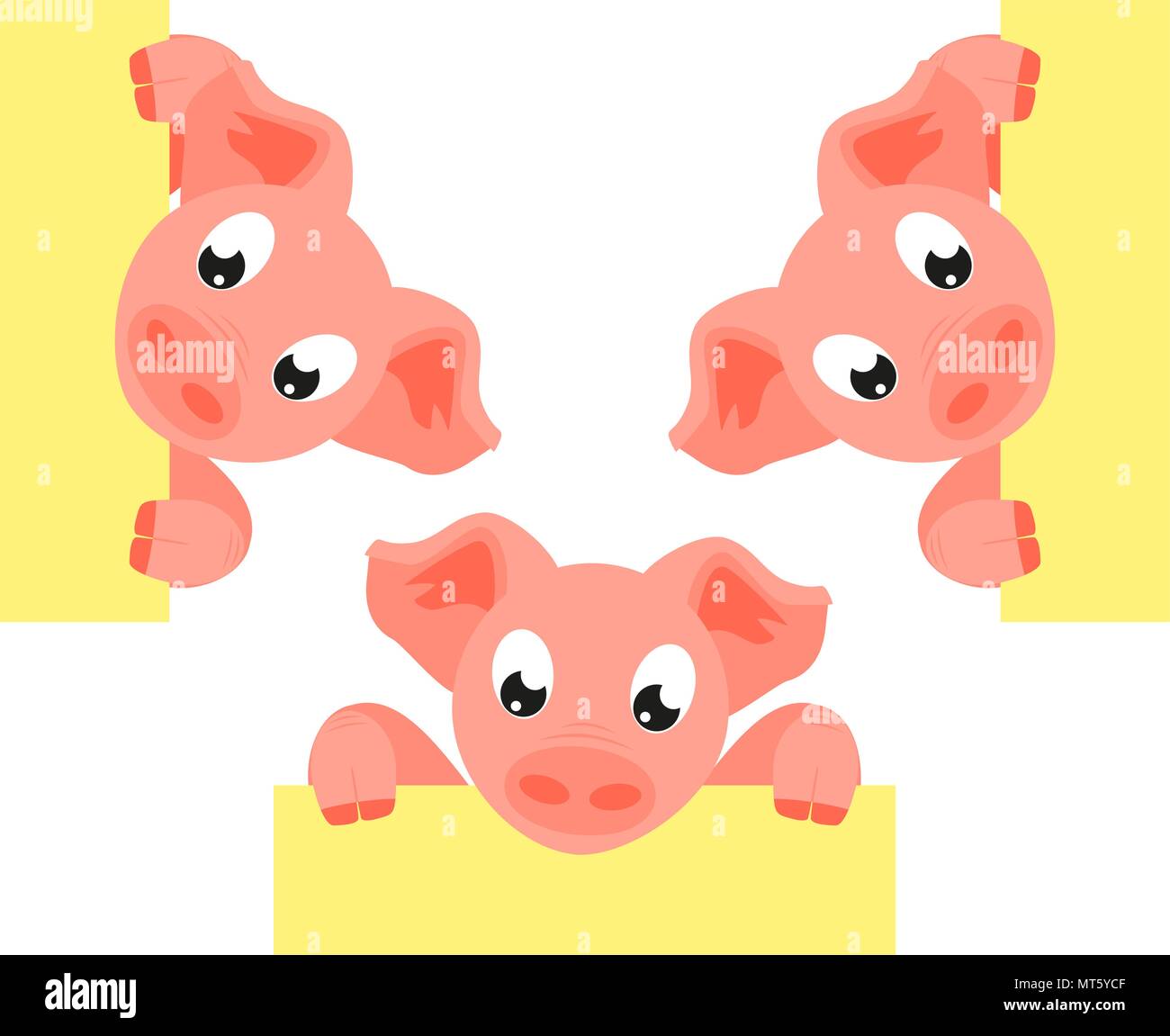 Bunte cartoon Schweinehaltungsbetrieb Poster Set Stock Vektor