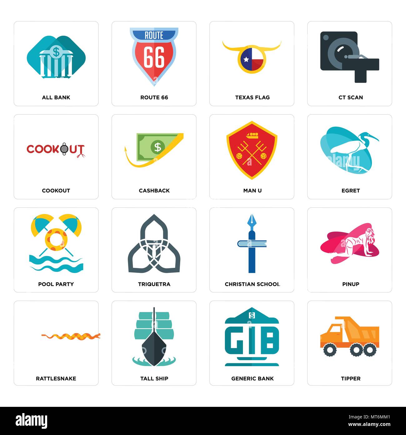 16 Einfache editierbare Ikonen wie Kipper, generische Bank, Tall Ship,  Klapperschlange, Pinup, alle cookout, Poolparty, Mann u kann für mobile  verwendet werden, wir Stock-Vektorgrafik - Alamy