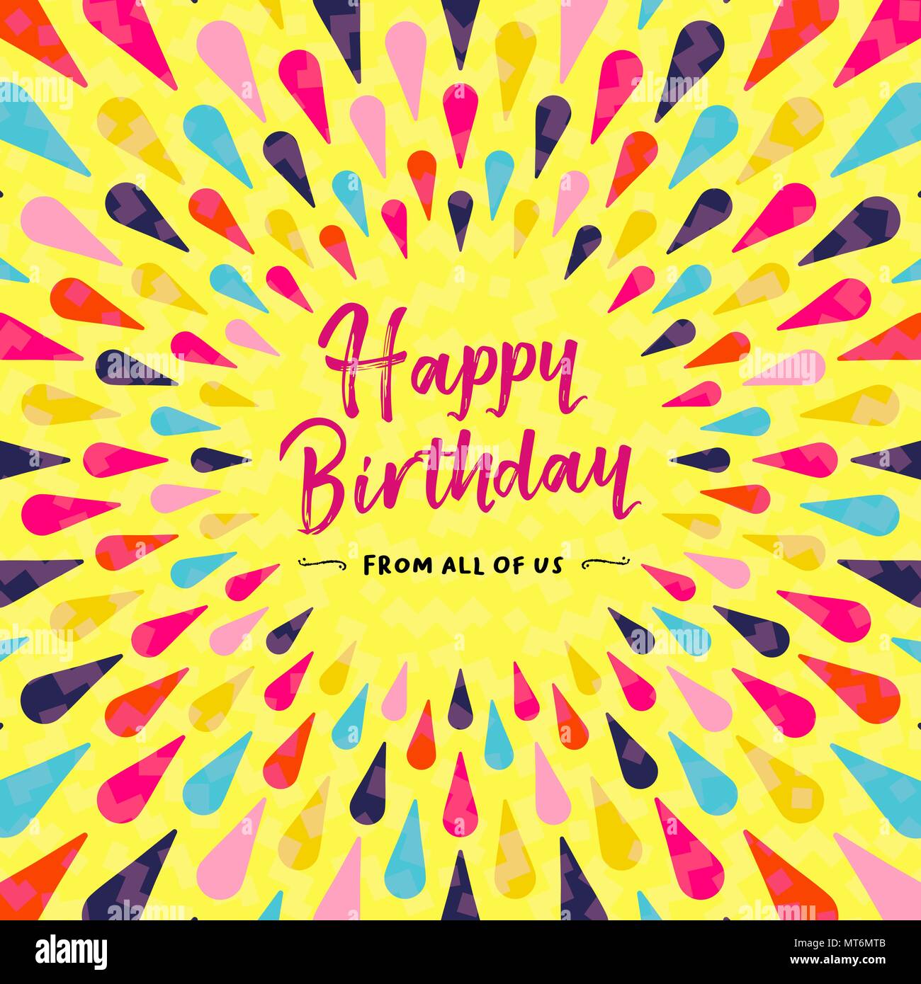 Alles Gute zum Geburtstag Greeting Card Design für Party Einladung oder eine besondere Veranstaltung. Bunte festliche Dekoration mit Typografie Zitat. EPS 10 Vektor. Stock Vektor