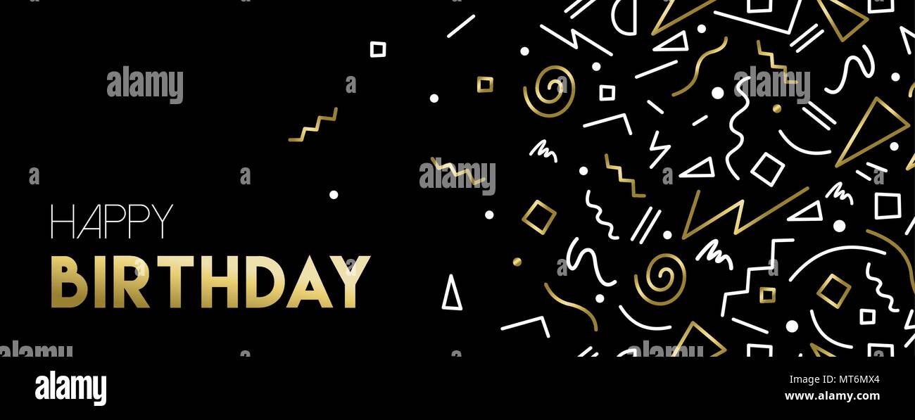 Alles Gute Zum Geburtstag Web Banner Retro Gold Farbe Abbildung Im