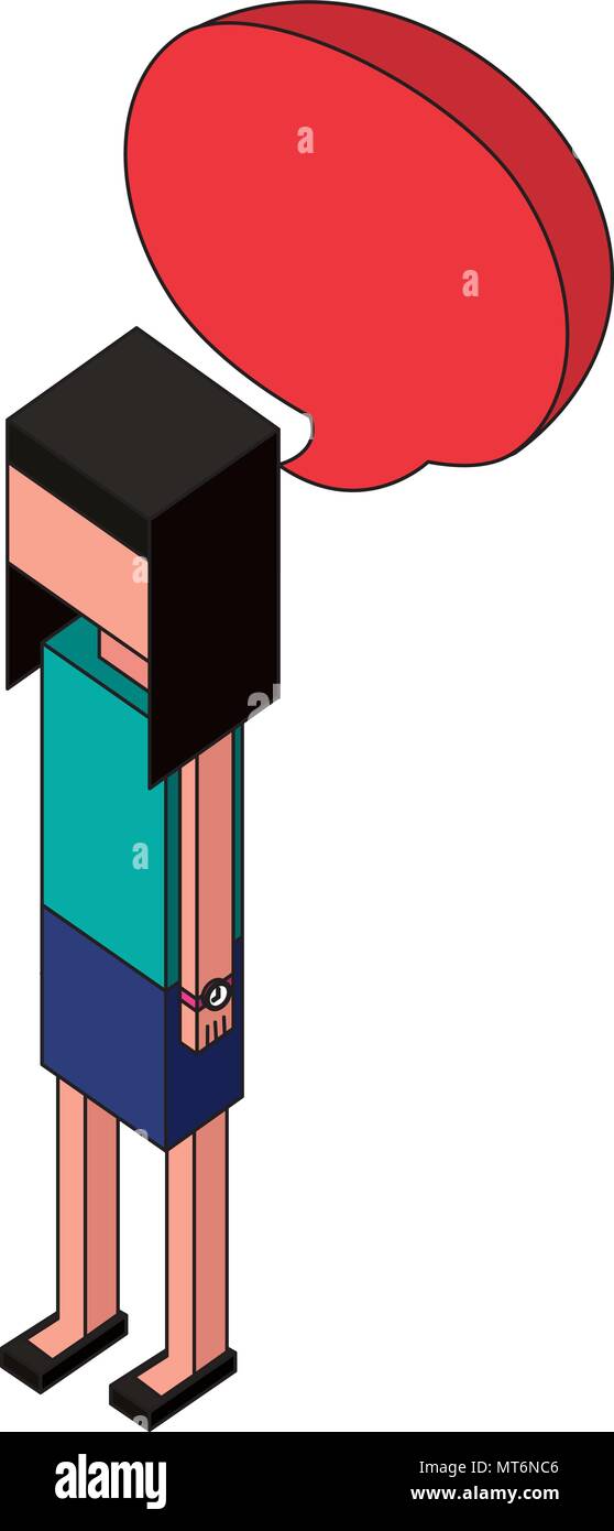 Frau mit Sprechblase isometrische avatar Charakter Vector Illustration Design Stock Vektor