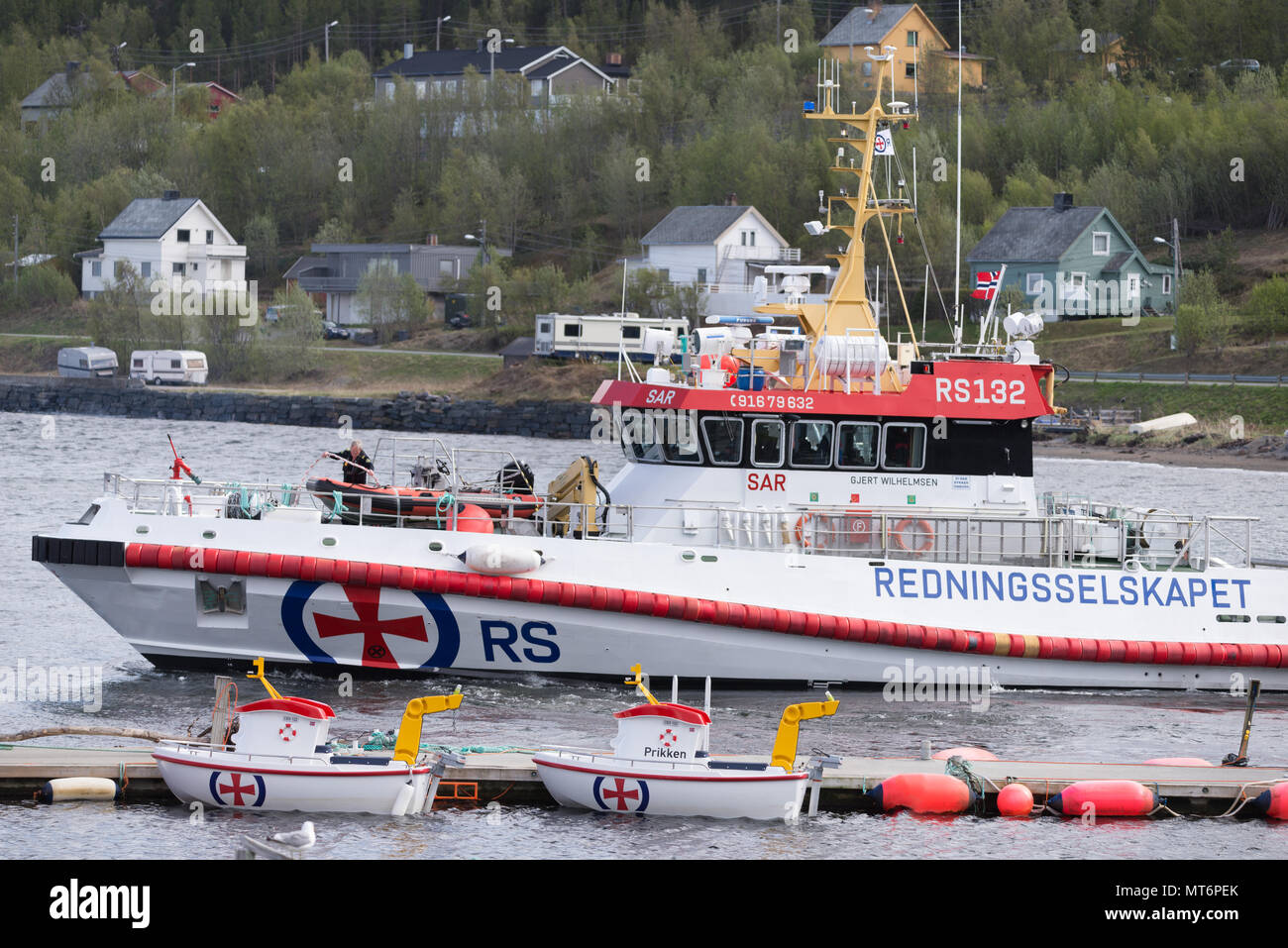 RS 132 Gjert Wilhelmsen Redningsselskapet Boot, Rettungsschwimmer Boot, Rufzeichen LNAW Stockfoto