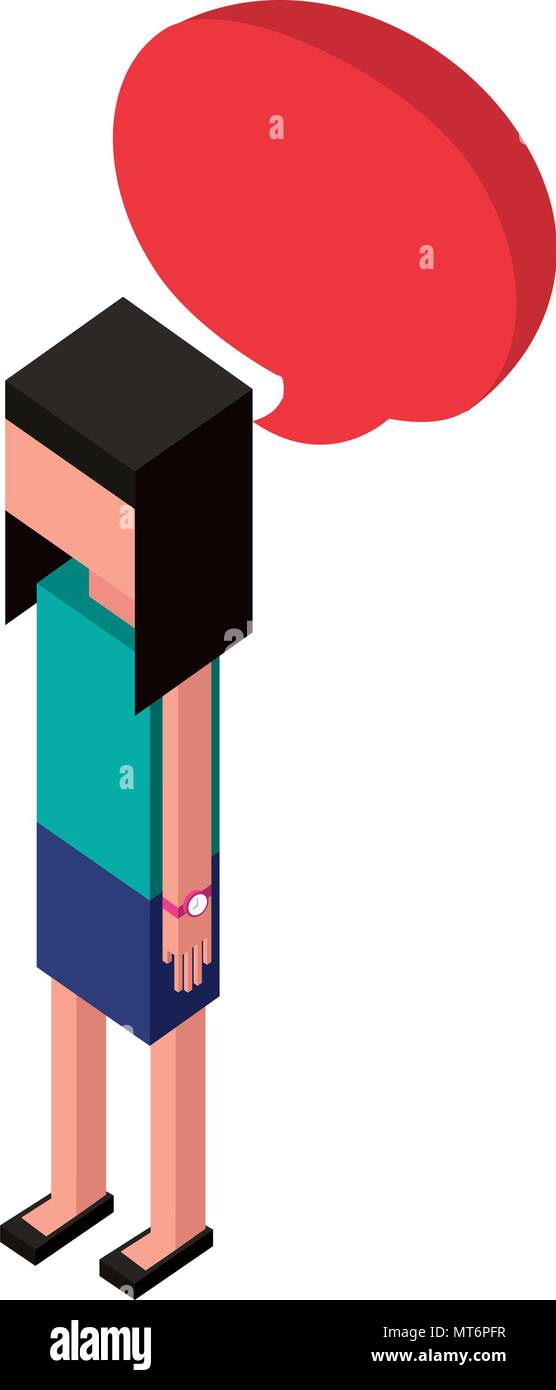 Frau mit Sprechblase isometrische avatar Charakter Vector Illustration Design Stock Vektor
