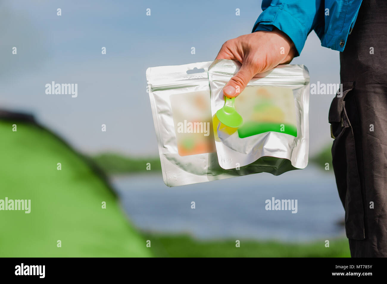 Gefriergetrocknete backpacking Essen Stockfoto