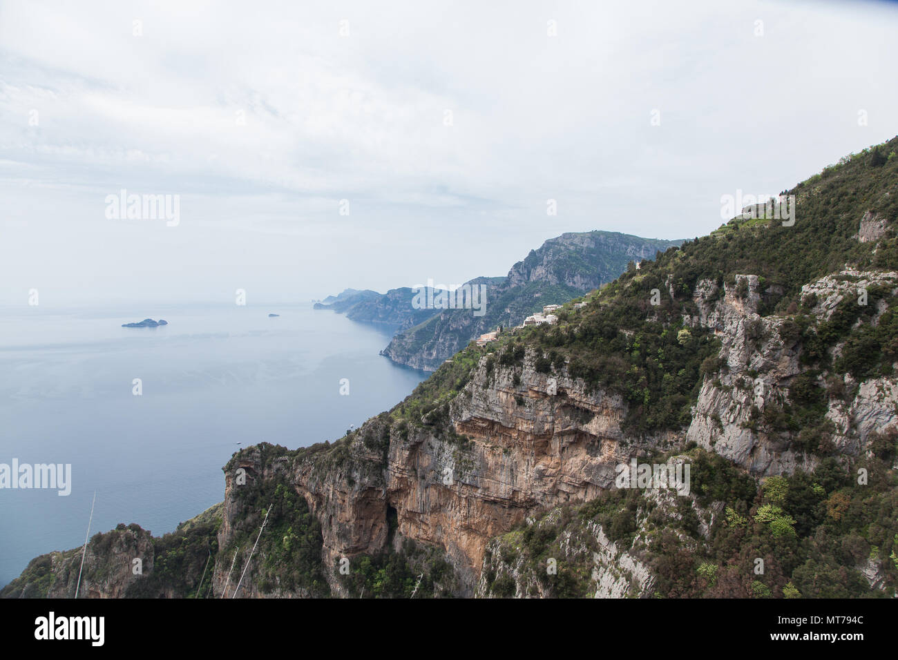 Blick auf Positano Weg der Götter an der Amalfiküste, Pfad der Götter Amalficoast Stockfoto