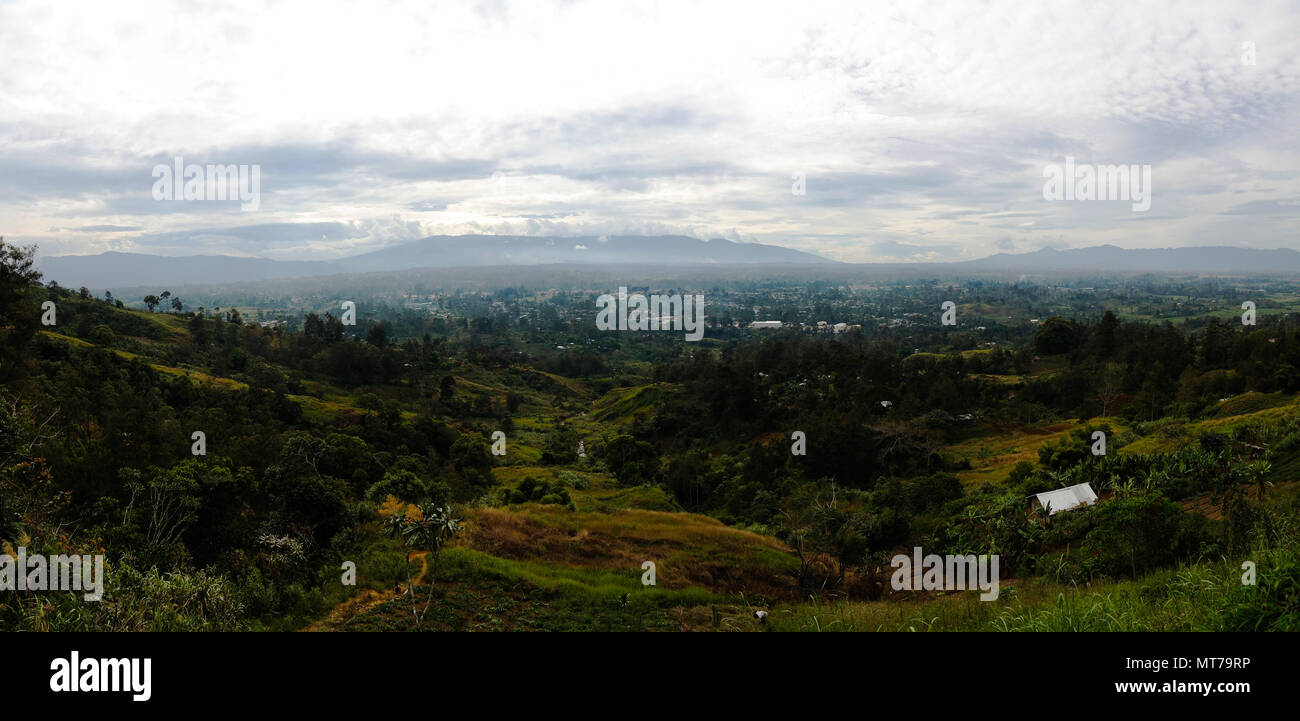 Antenne Panoramablick auf Mount Hagen Stadt in Papua-Neuguinea Stockfoto