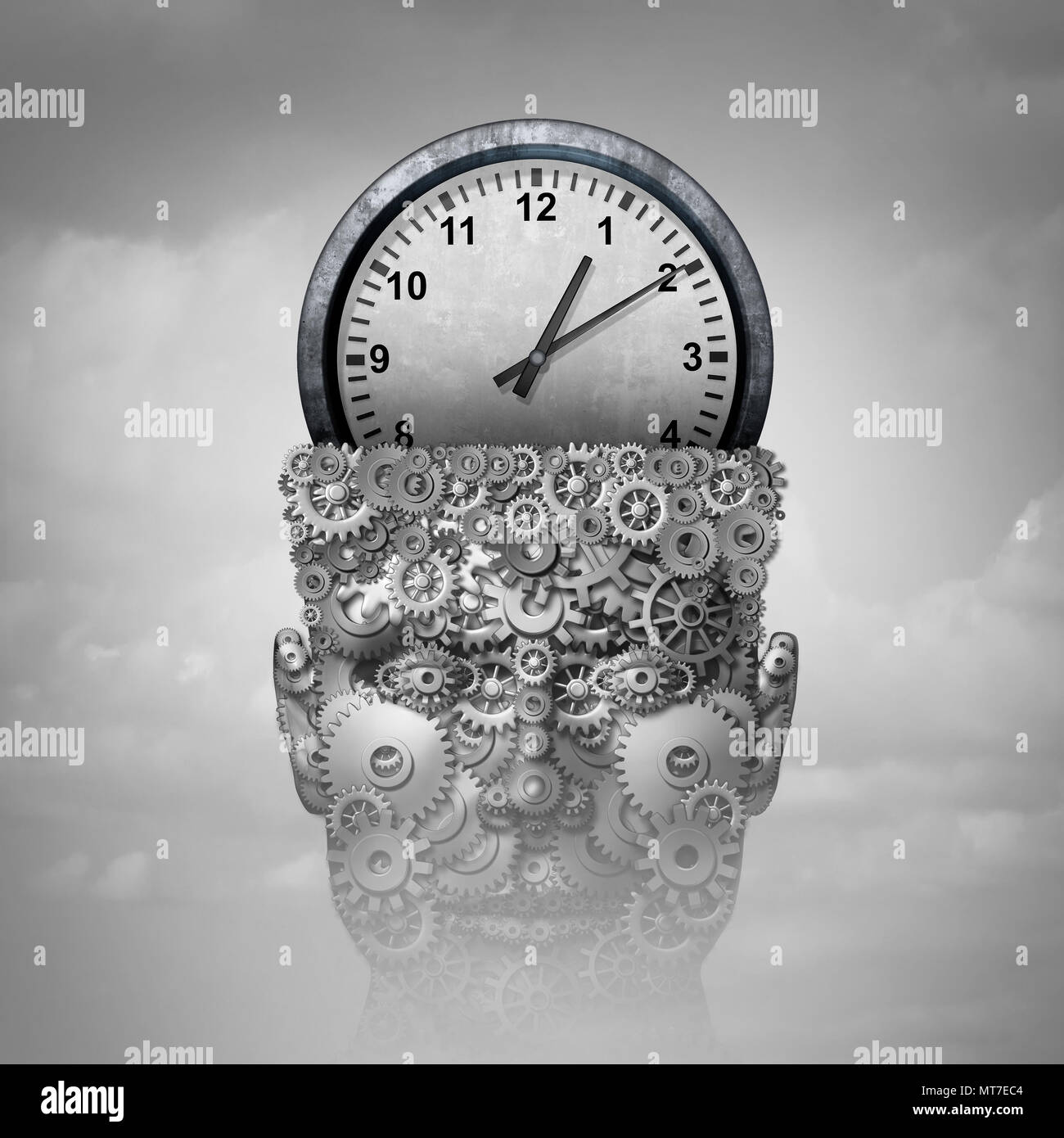 Time Intelligence als Business Marketing Konzept Idee und Corporate training Bildung Symbol als Uhr Objekt innerhalb eines menschlichen Gang. Stockfoto