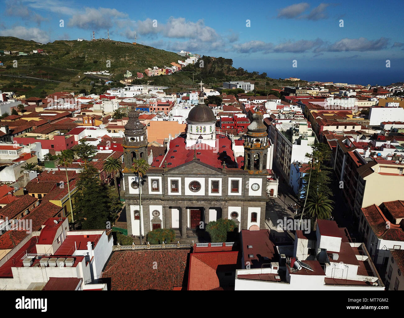 Luftaufnahme auf Dom und Stadtbild San Cristobal de La Laguna, Teneriffa, Kanarische Inseln, Spanien Stockfoto