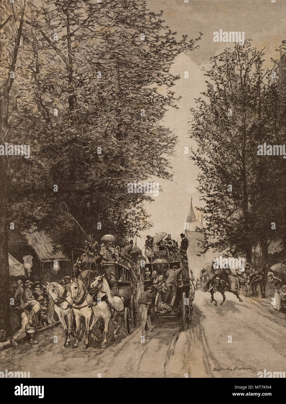 Edmund Morin (1824-1882). Eine einflussreiche französische Kupferstecher des 19. Jahrhunderts. Fotografische Kopie der Omnibus Parisiens Stockfoto