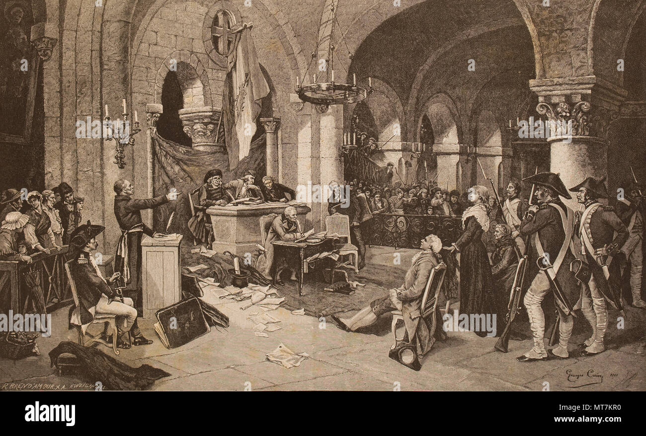 Georges-Jules - Auguste Cain (1856-1919) Fotografische Kopie einer Gravur des UN-Tribunal sous la terreur (1793) Stockfoto