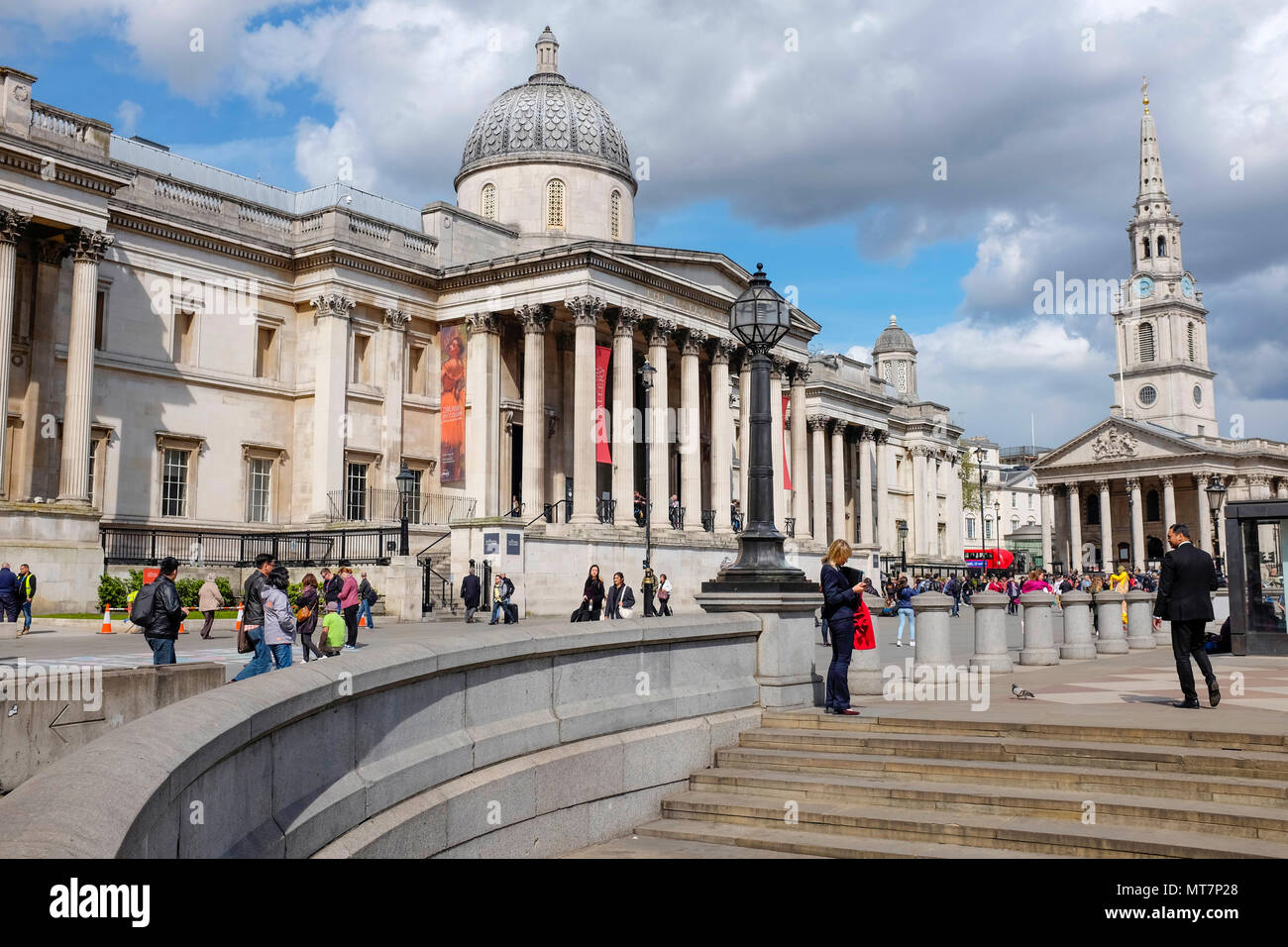Die National Gallery, dem Trafalgar Square, London, England, UK Stockfoto