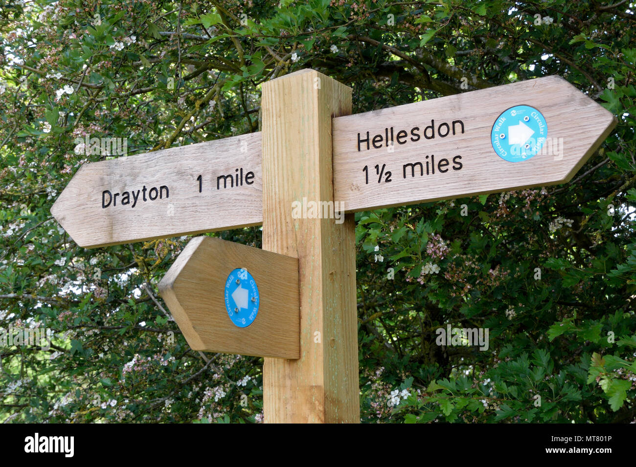 Wegweiser auf dem Marriott's So lange Fußweg/cycleway zwischen Hellesdon und Drayton, Norfolk, Großbritannien Stockfoto