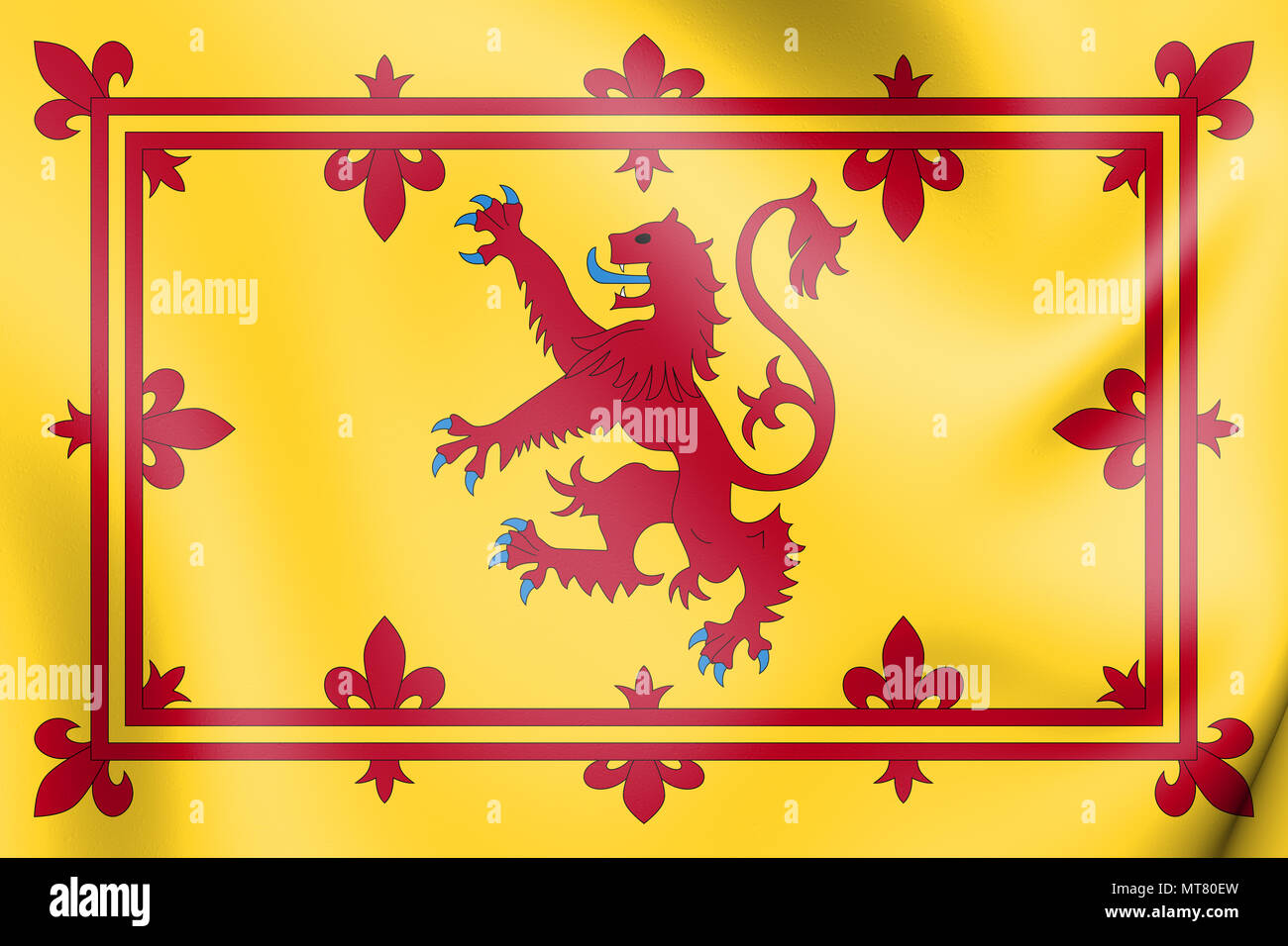 3D-Royal Standard von Schottland. 3D-Darstellung. Stockfoto