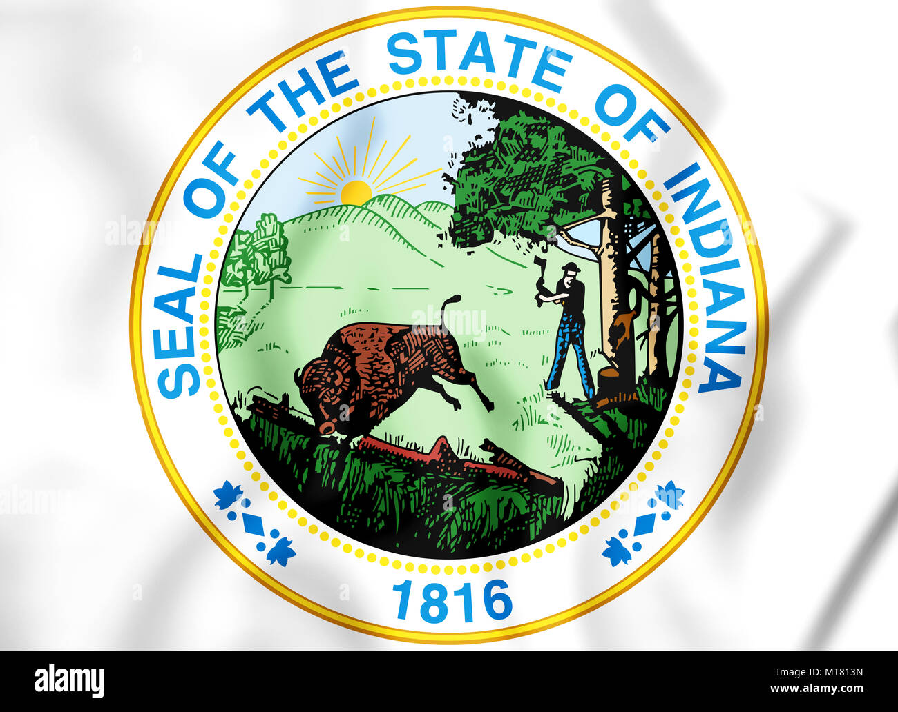 3D-Zustand Dichtung von Indiana, USA. 3D-Darstellung. Stockfoto