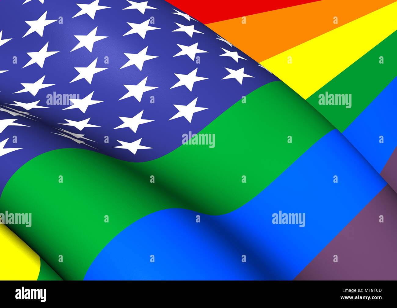 3D-United States Gay Flagge. 3D-Darstellung. Stockfoto