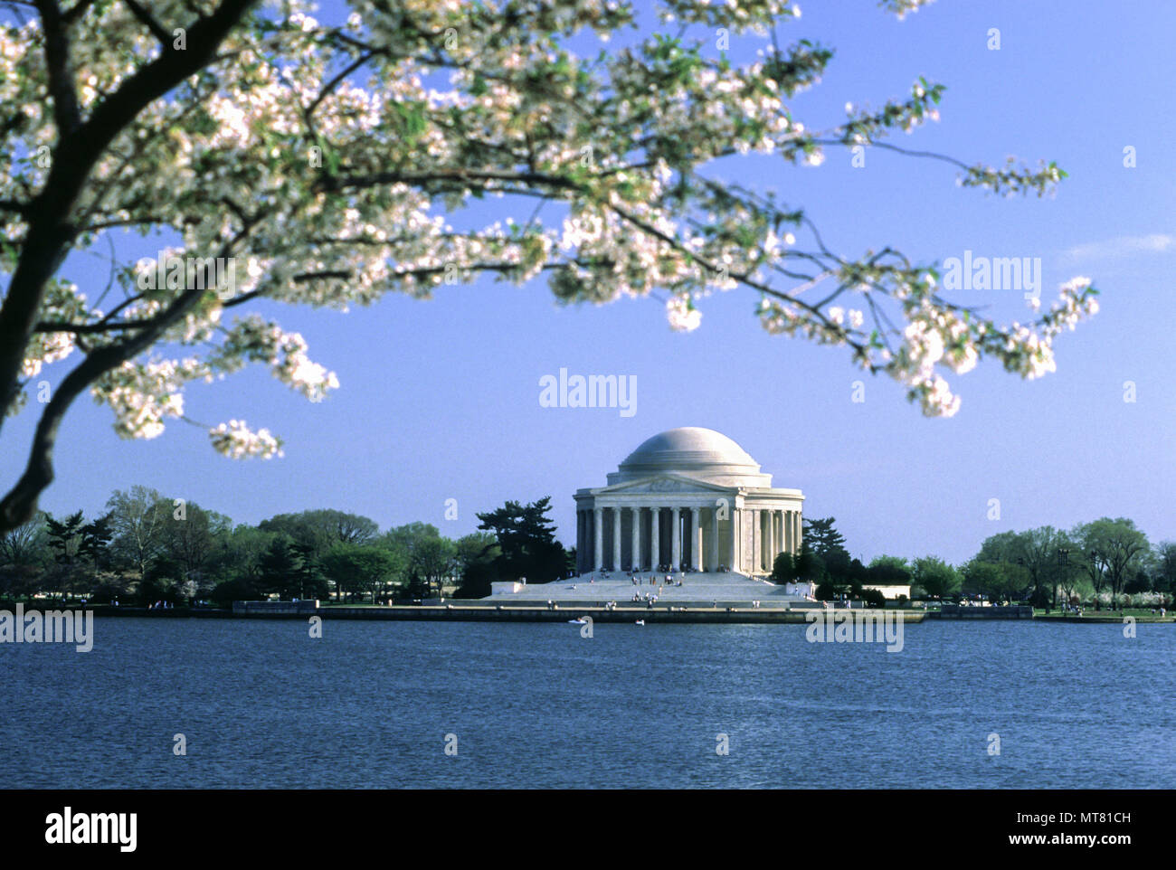 Historische Frühling 1988 Cherry Blossom Festival Jefferson Memorial Tidal Basin, Washington DC USA Stockfoto