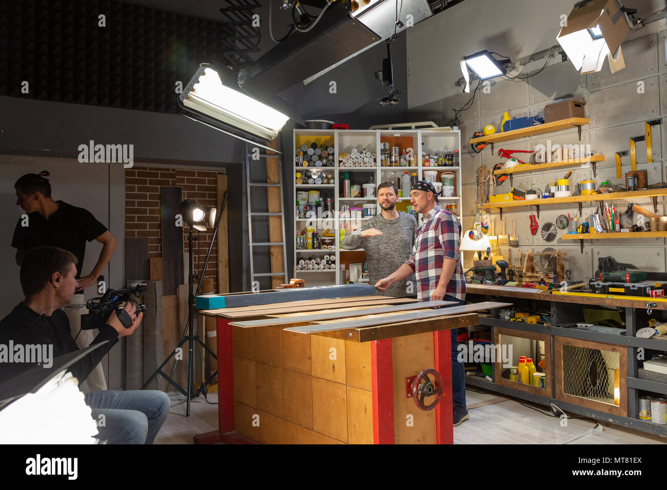 Hinter die Kulissen der Videoproduktion oder Videoaufzeichnung Stockfoto