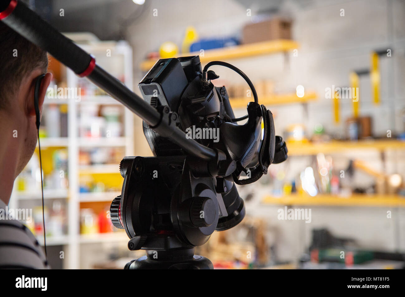 Hinter die Kulissen der Videoproduktion oder Videoaufzeichnung Stockfoto