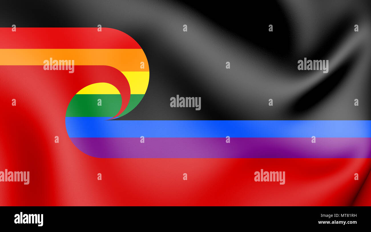 Tino Rangatiratanga LGBT-Flagge der Maori Souveränität Bewegung. 3D-Darstellung. Stockfoto