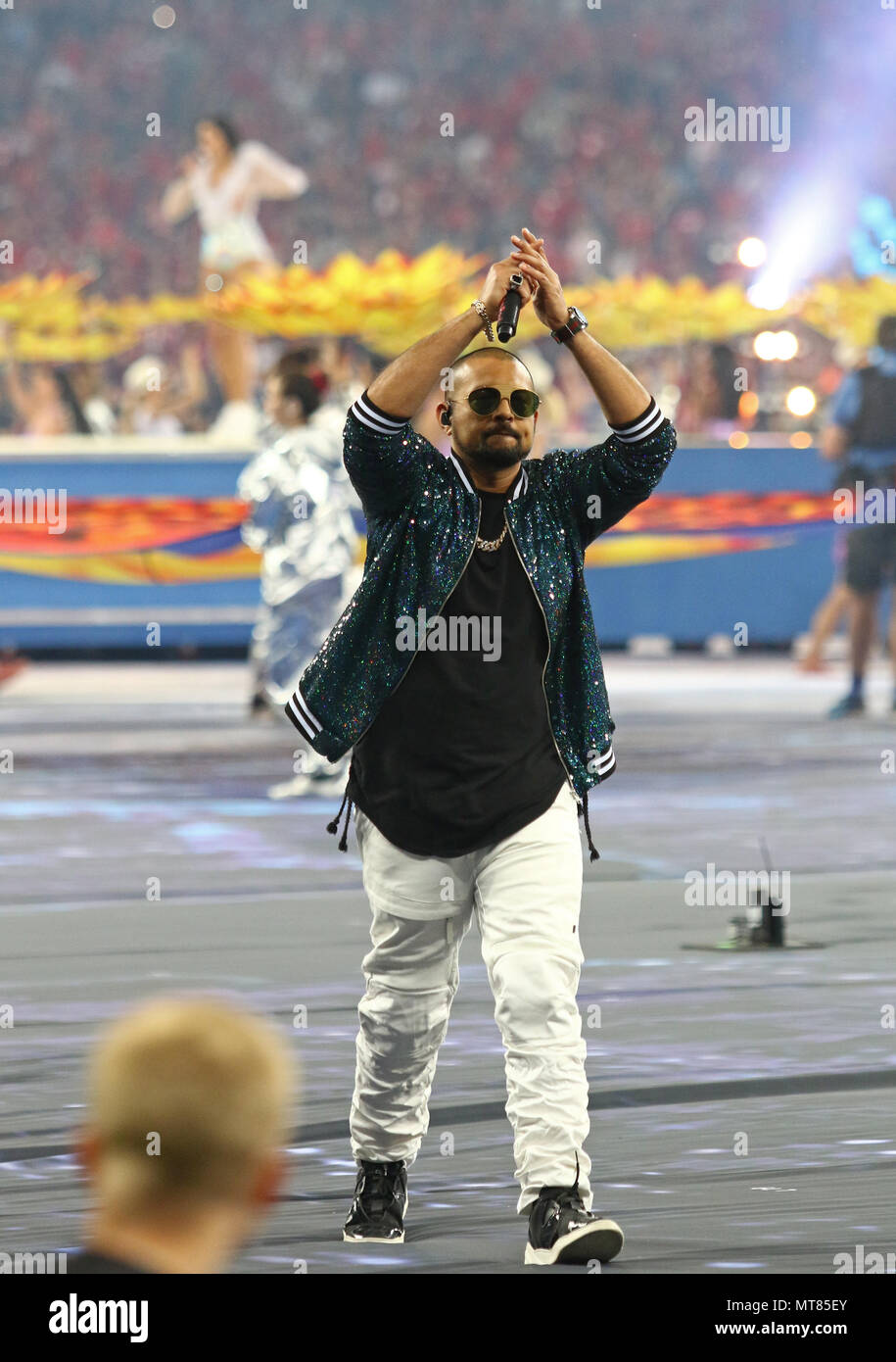 Repper Sean Paul führt auf der Bühne während der UEFA Champions League Finale 2018 Eröffnung von Pepsi vorgestellt Stockfoto