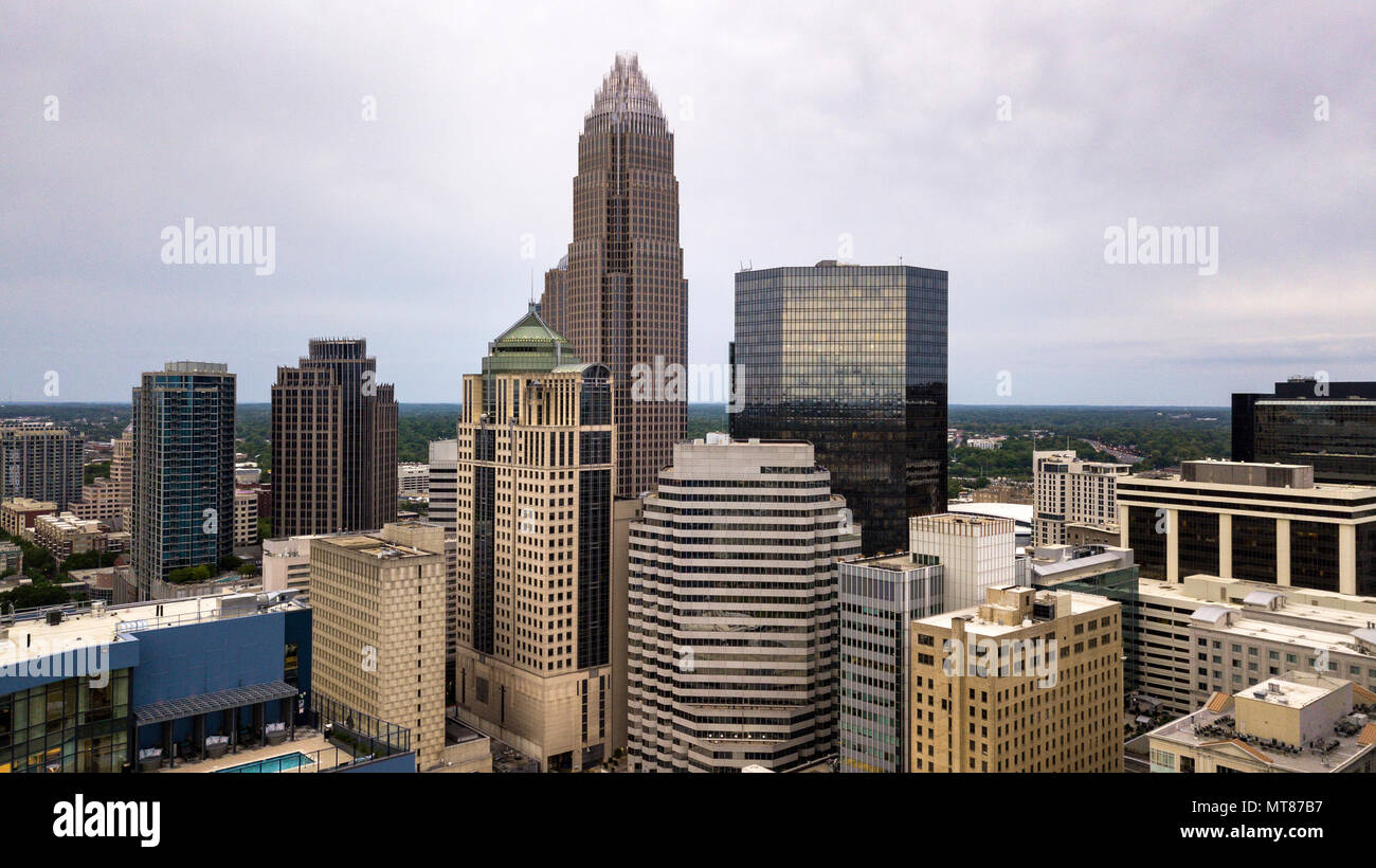 Bewölktem Himmel Abdeckung der städtischen Zentrum, Charlotte, North Carolina Stockfoto