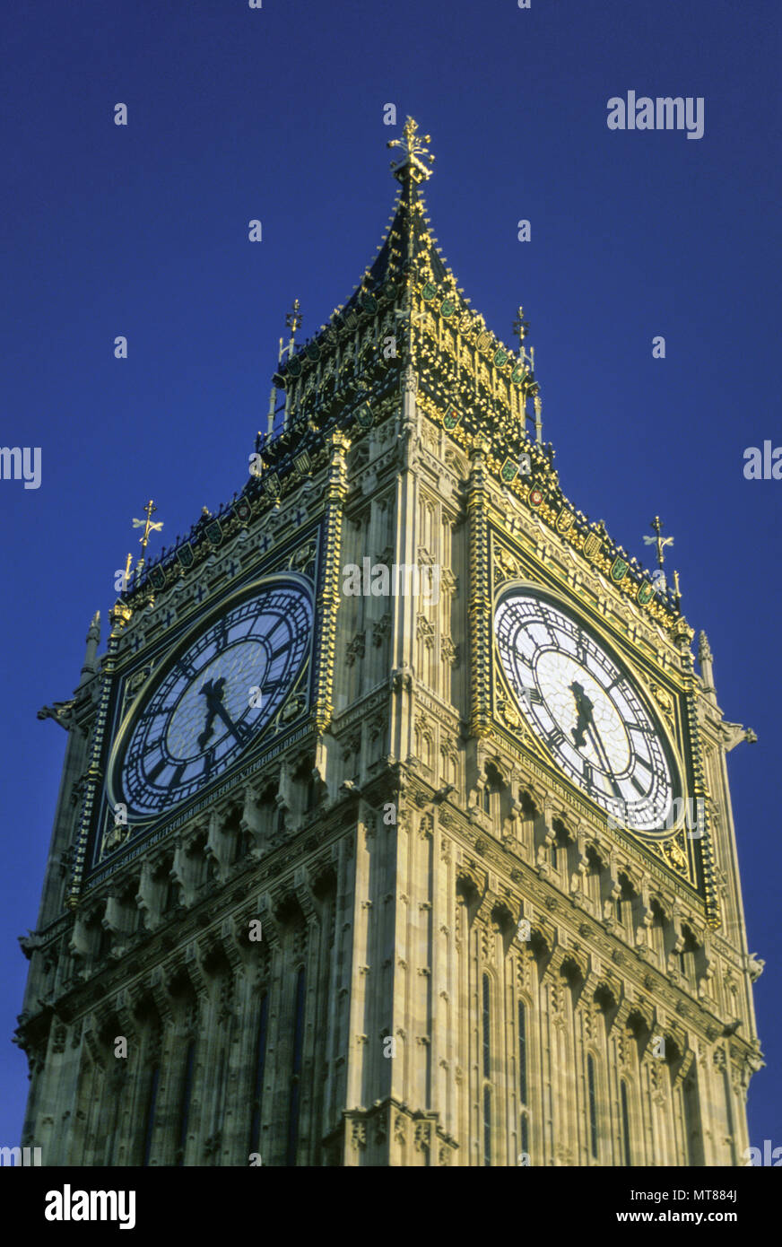 1990 historische UHRENDESIGNS BIG BEN Houses of Parliament London England Großbritannien Stockfoto