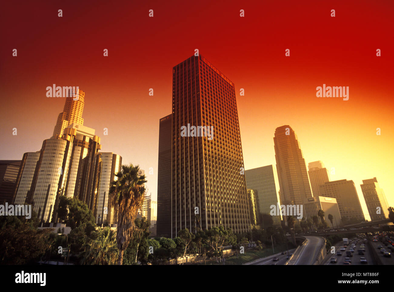 1990 historische Downtown Skyline LOS ANGELES Kalifornien USA Stockfoto