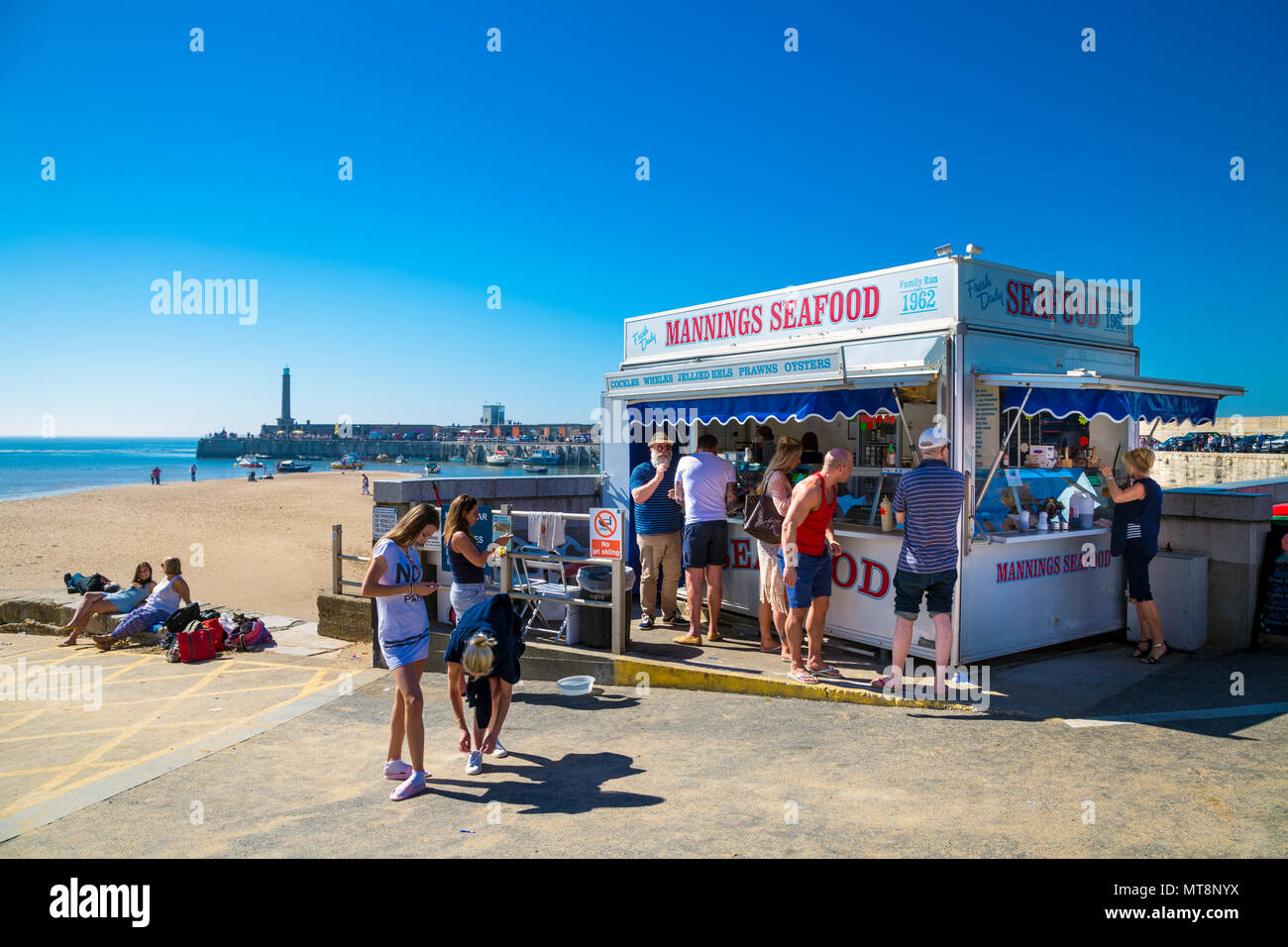 Meeresfrüchte Kiosk am Strand in Margate, Großbritannien Stockfoto