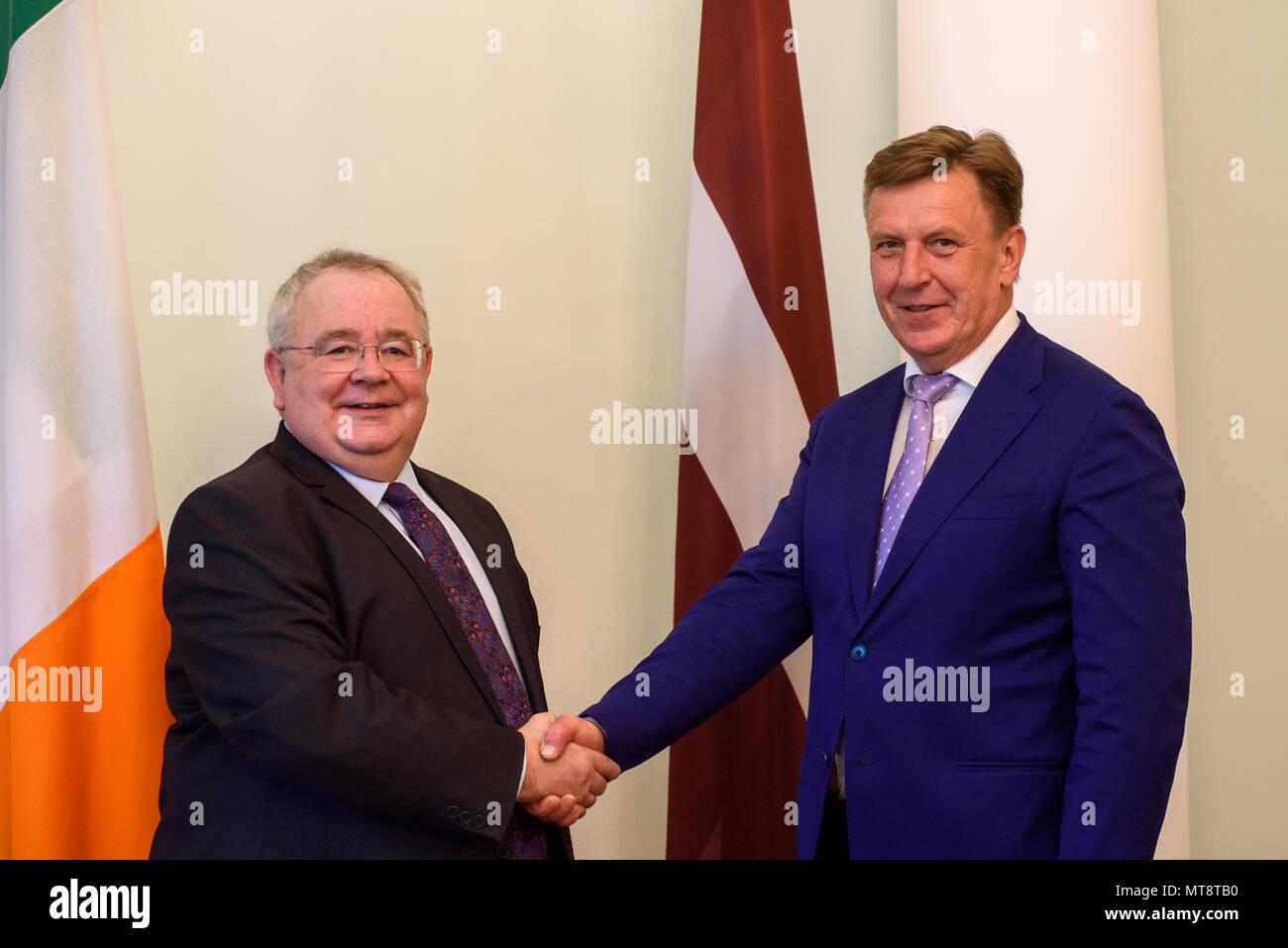 Riga, Lettland. 28.05.2018. RIGA, Lettland. Seán Ó Fearghaíl die Ceann Comhairle der 32. Dáil und T.D. für Kildare Süd offizieller Besuch mit lettischen Premierminister Maris Kucinskis. Credit: gints Ivuskans/Alamy leben Nachrichten Stockfoto