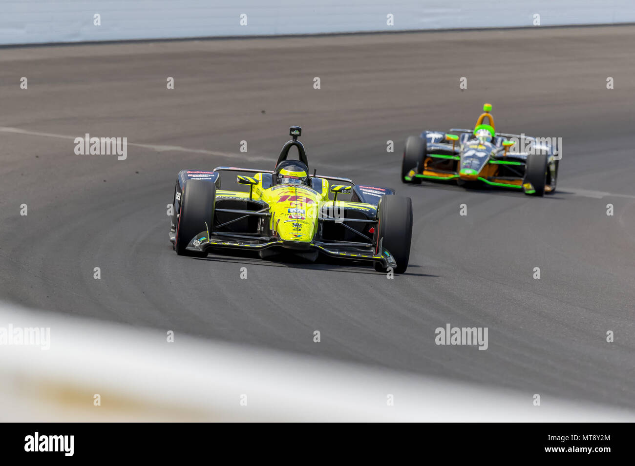 Mai 27, 2018 - Indianapolis, Indiana, Vereinigte Staaten von Amerika - Sebastien Bourdais (18) von Frankreich bringt sein Auto durch die dreht sich bei den 500 Meilen von Indianapolis Indianapolis Motor Speedway in Indianapolis, Indiana. (Bild: © Walter G Arce Sr Asp Inc/ASP über ZUMA Draht) Stockfoto